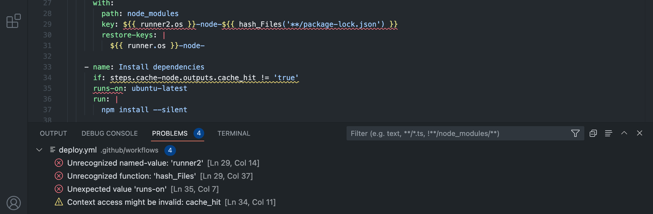 YAML 键和表达式的验证