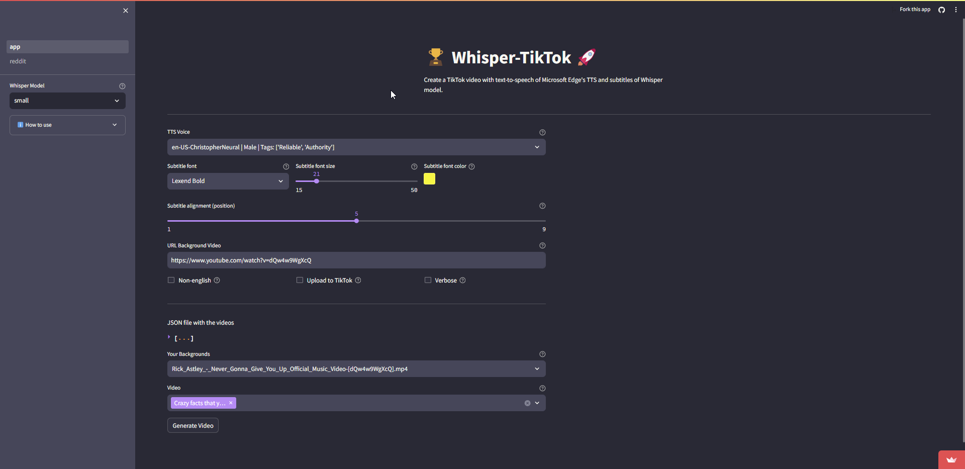 Whisper-TikTok Web界面