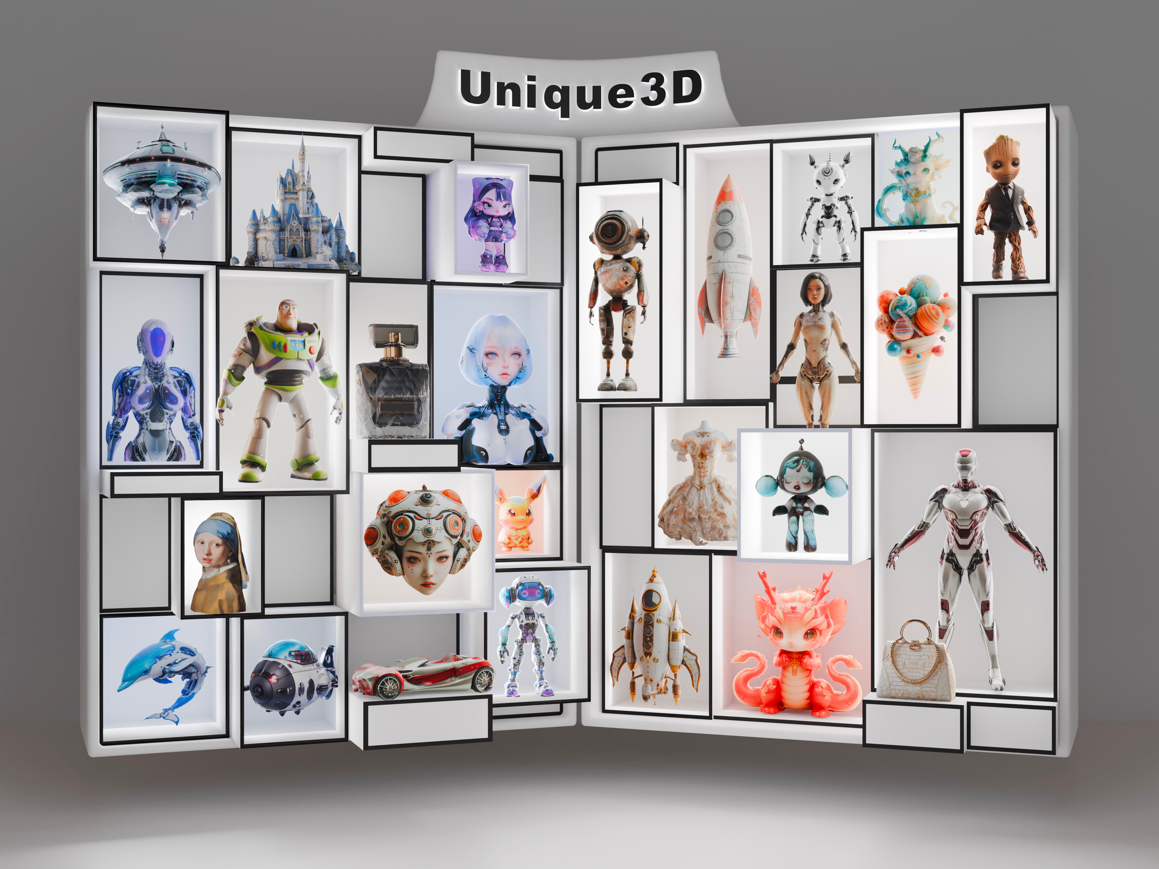 Unique3D生成的3D模型示例