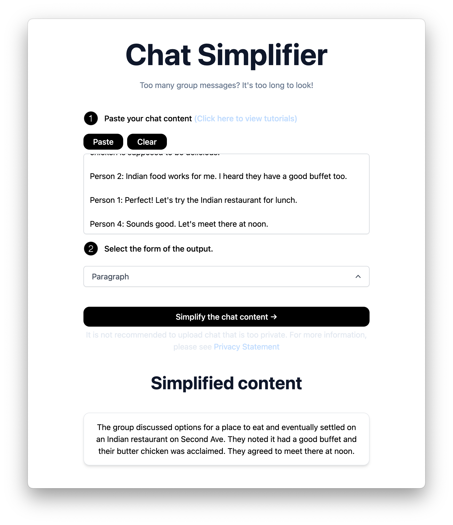 Chat Simplifier Screenshot