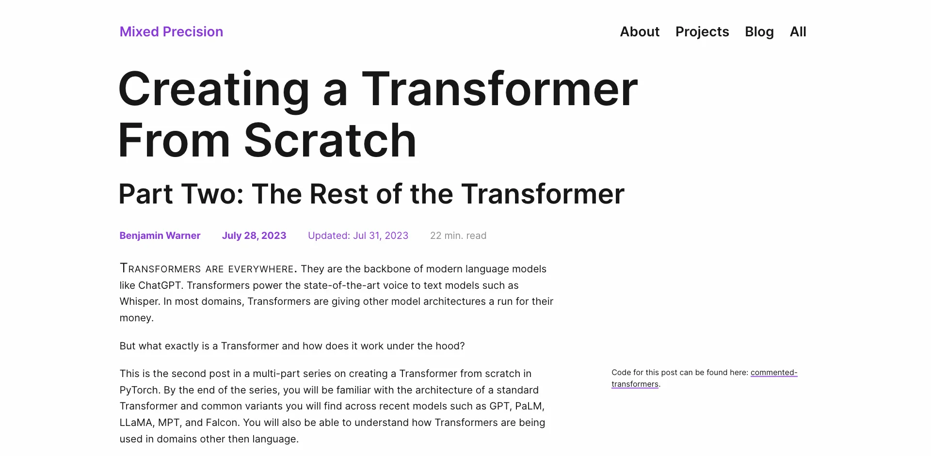 commented-transformers