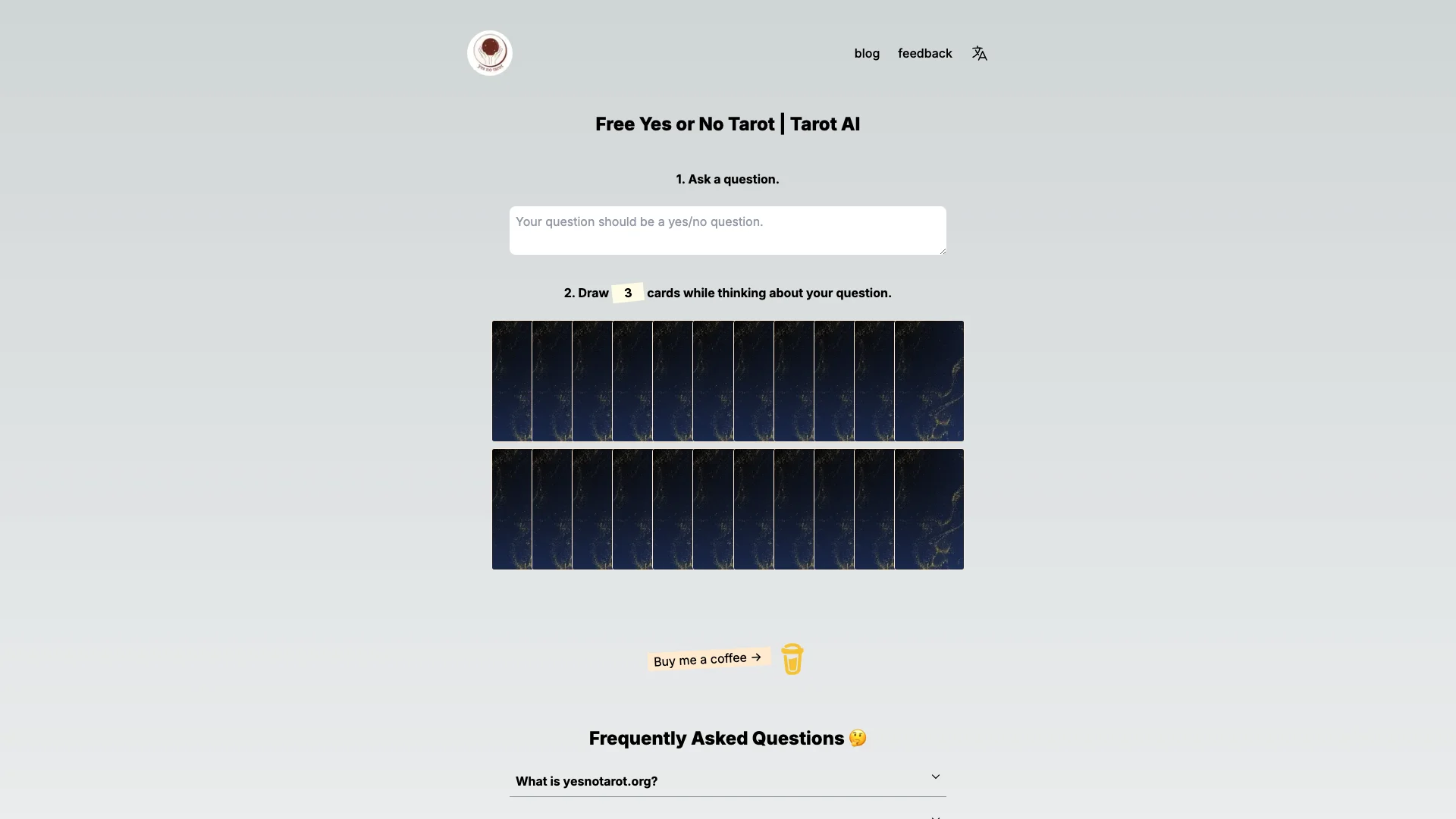Free Yes or No Tarot AI主页截图