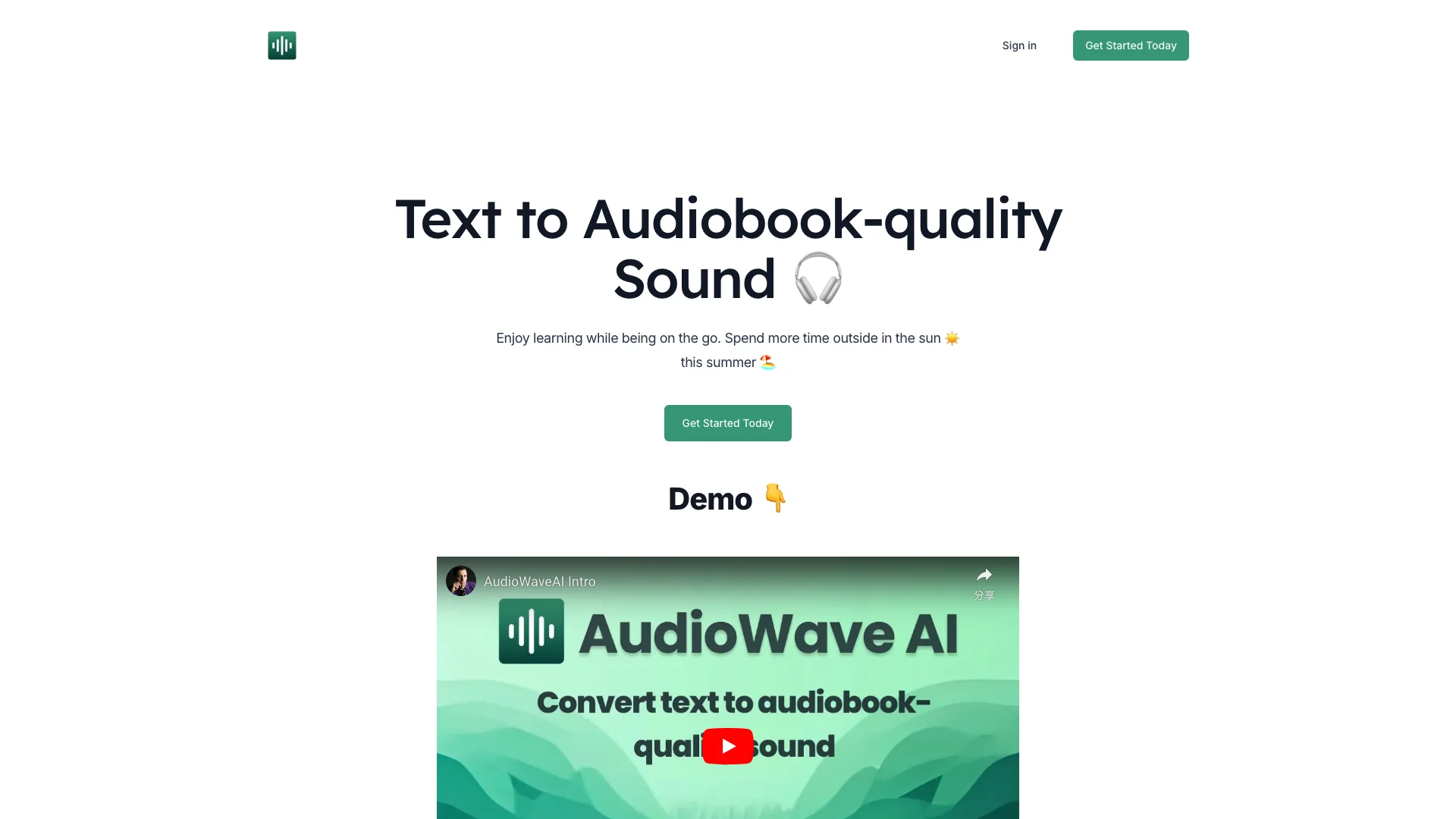 AudiowaveAI 主页截图