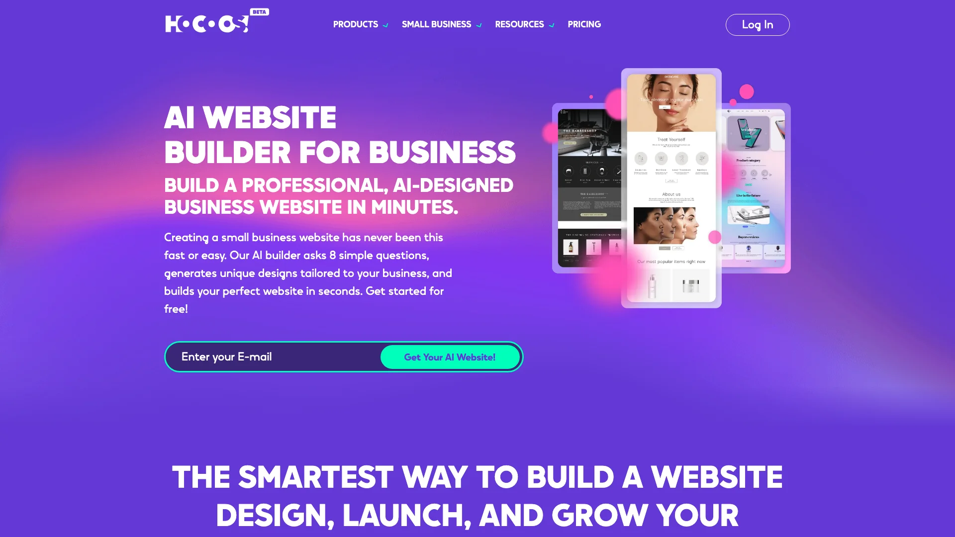 Hocoos AI Website Builder 主页截图