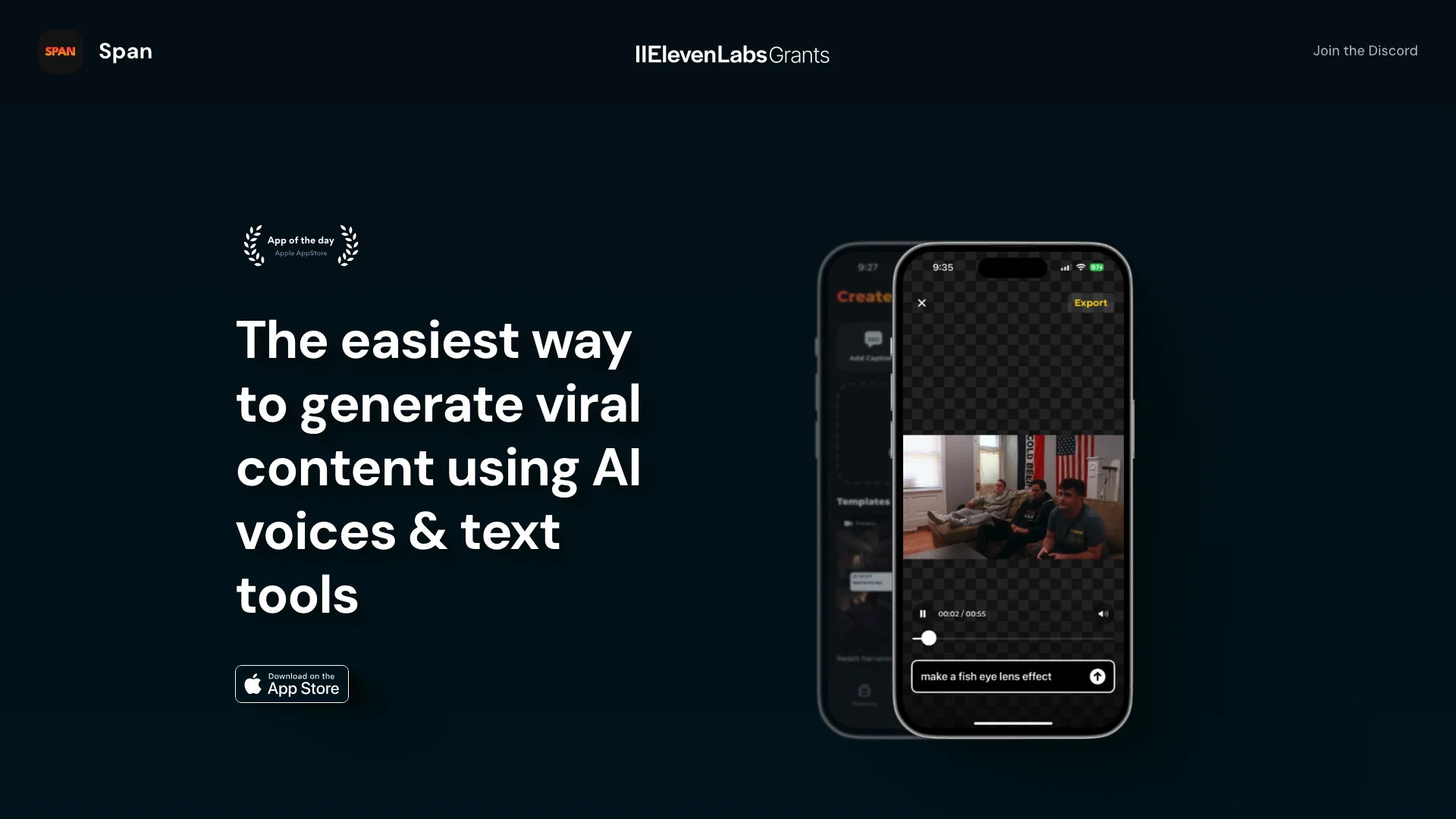 Span - AI Viral Content Studio 主页截图