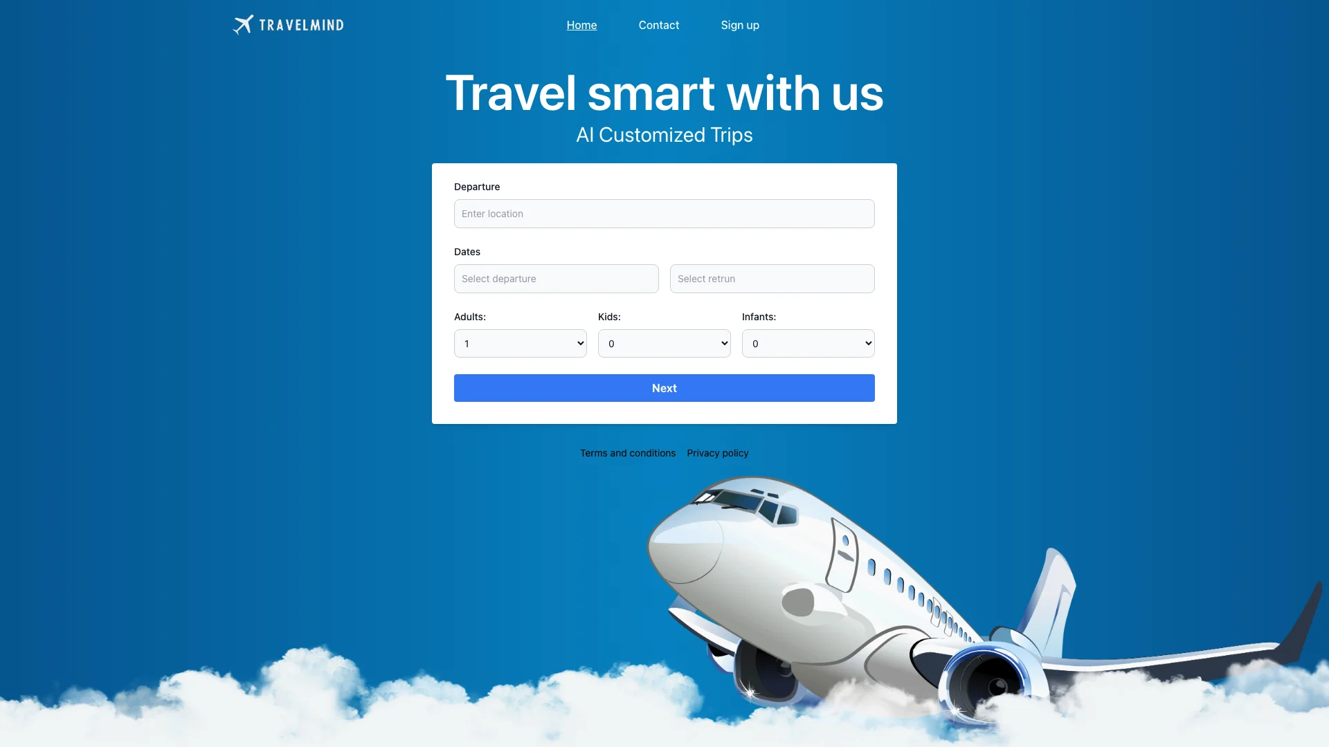 TravelMind 主页截图