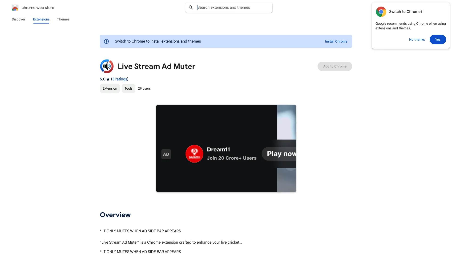 Live Stream Ad Muter 截图