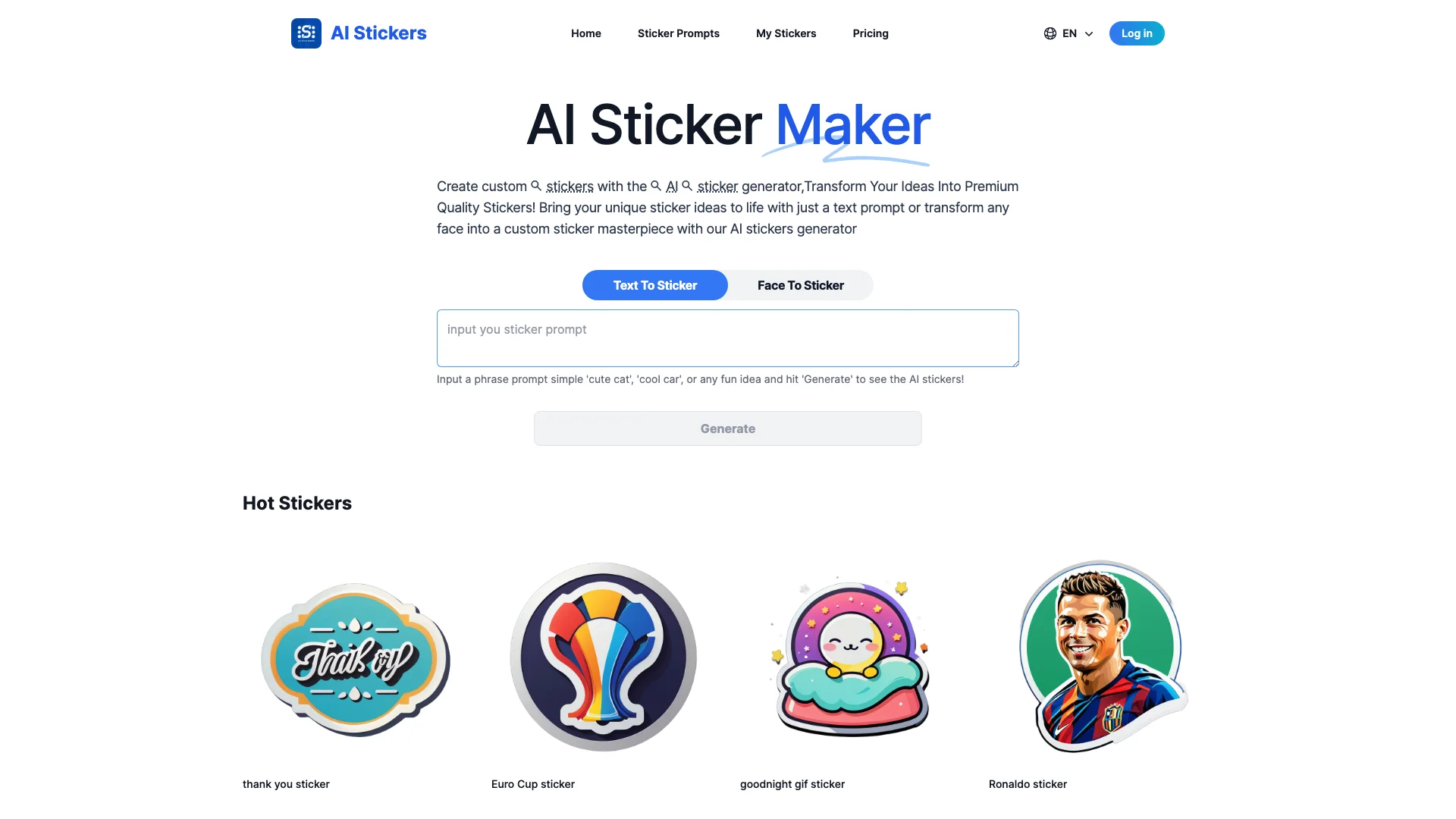 AI Stickers 主页截图