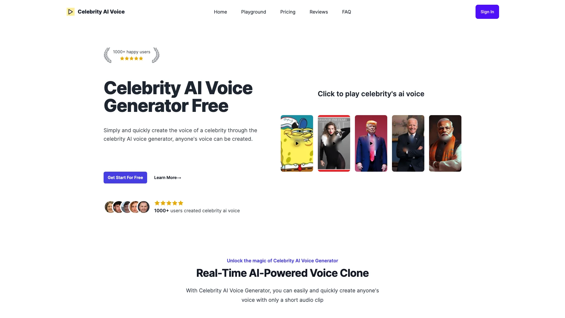 Celebrity AI Voice Generator Free主页截图