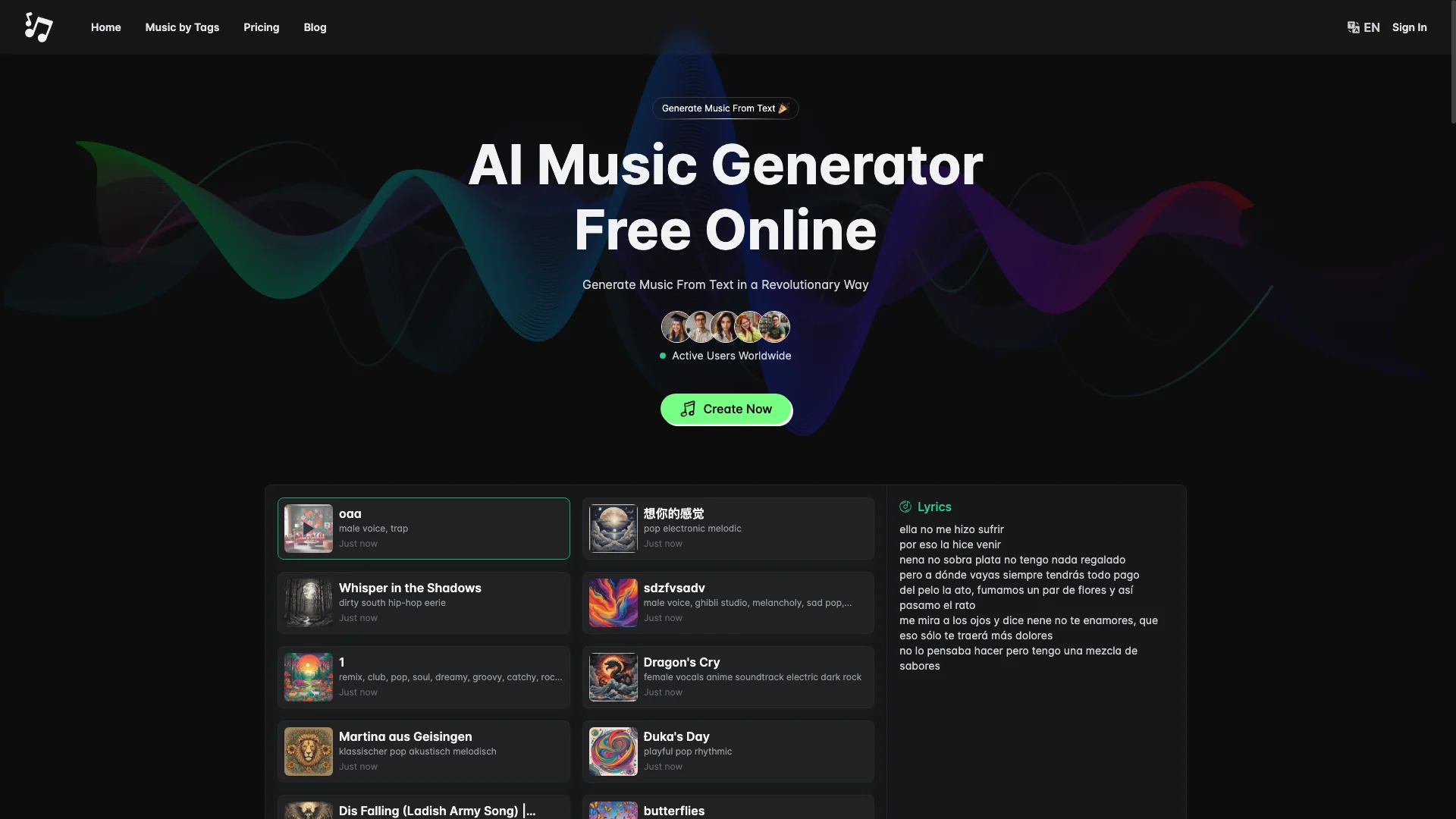 AI Music Generator Free Online主页