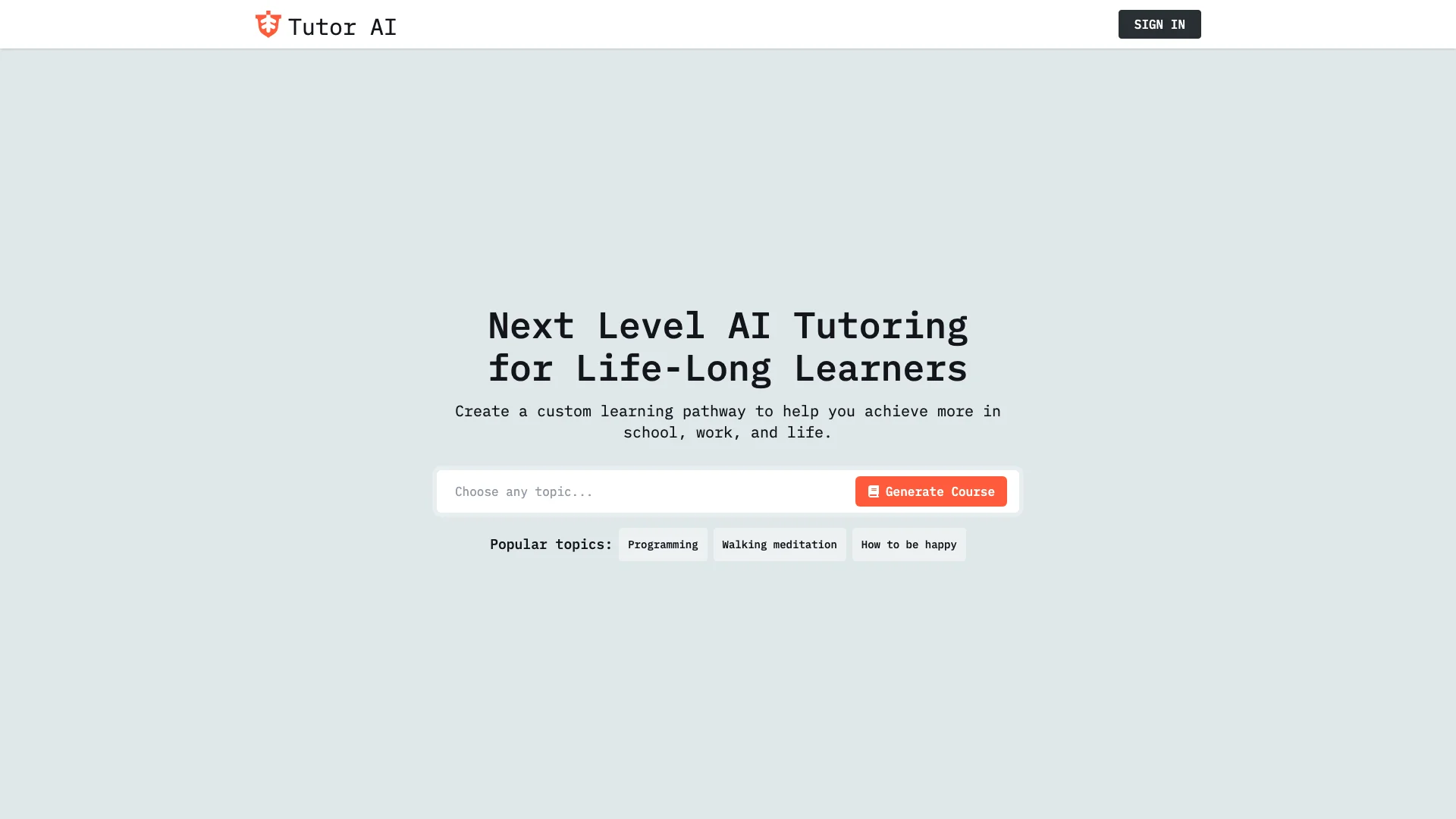 Tutor AI 项目主页截图