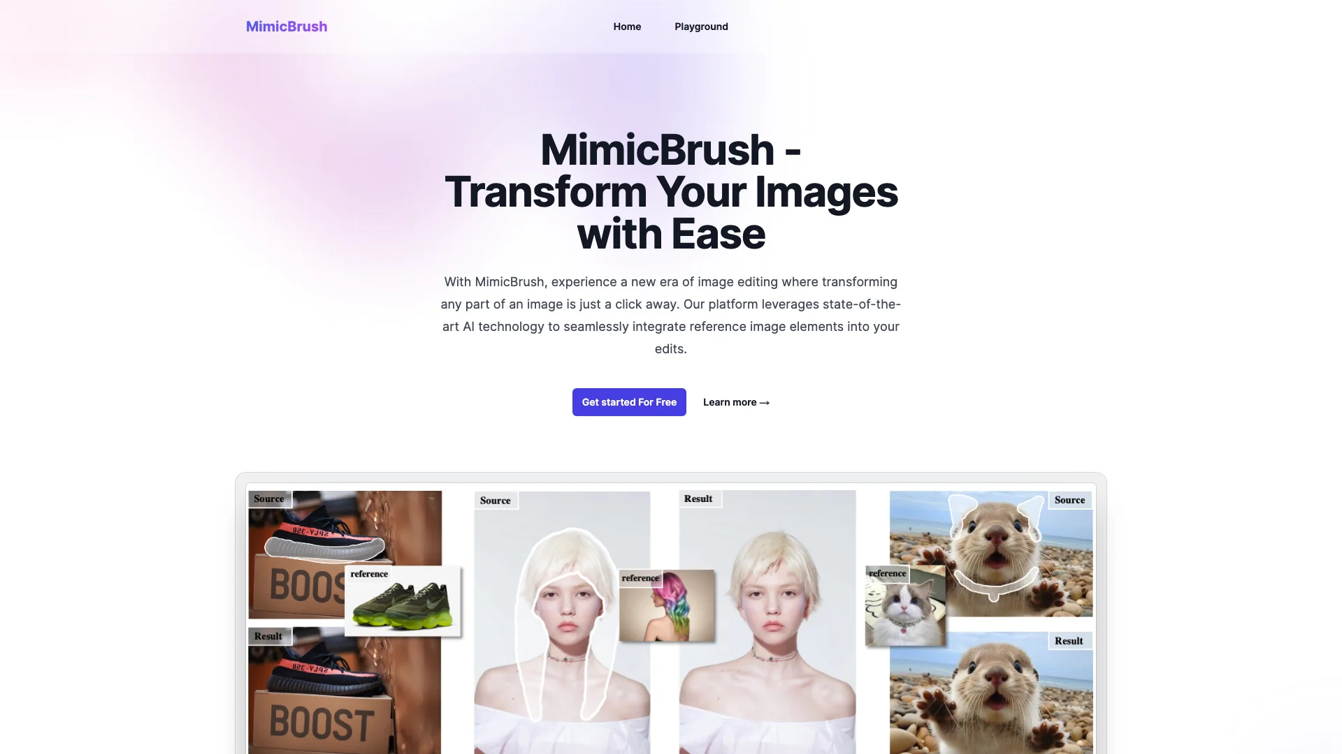 MimicBrush AI Free Online 主页截图