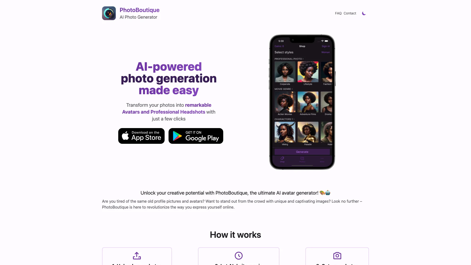 PhotoBoutique 主页截图