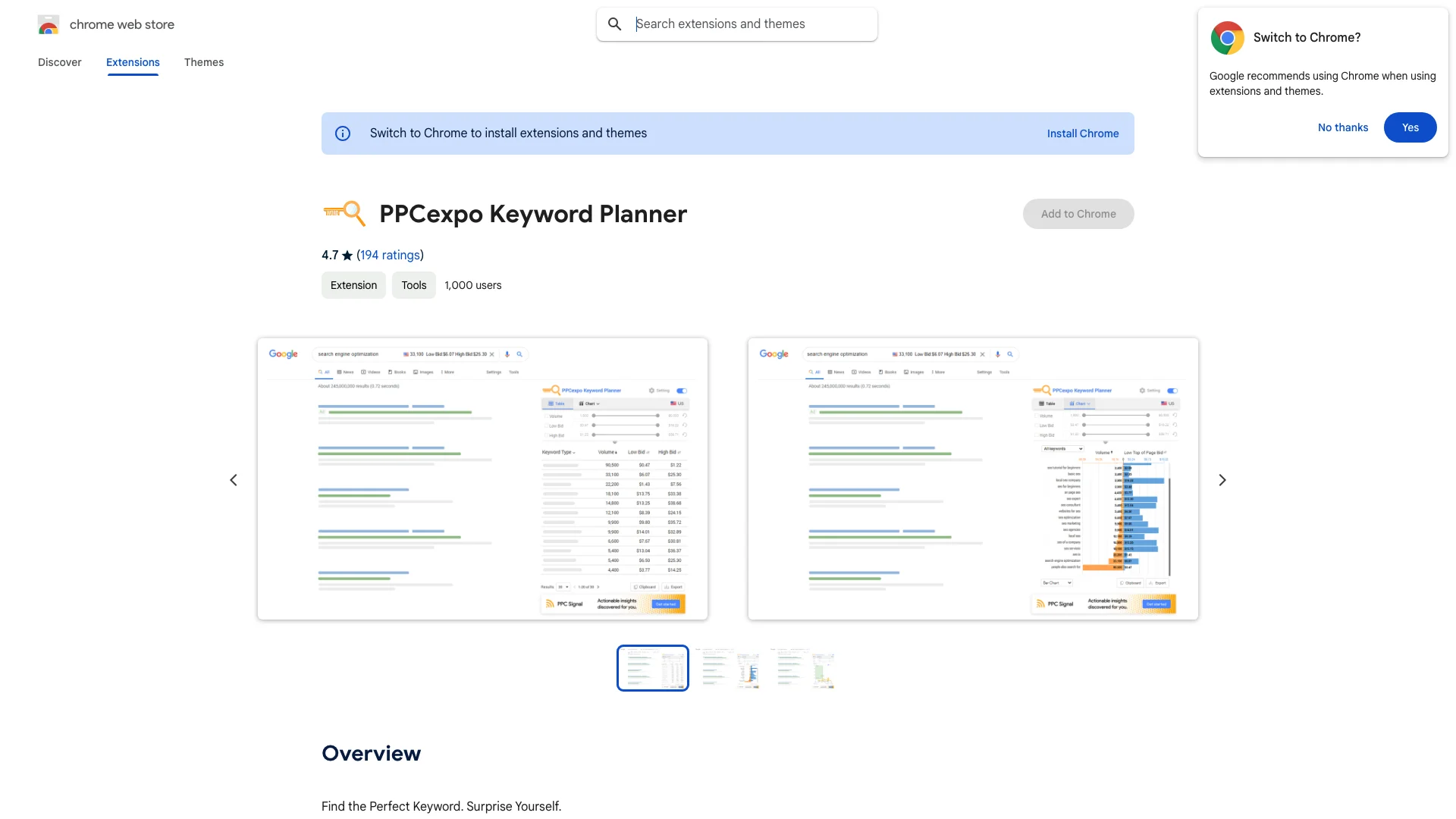 PPCexpo Keyword Planner 截图