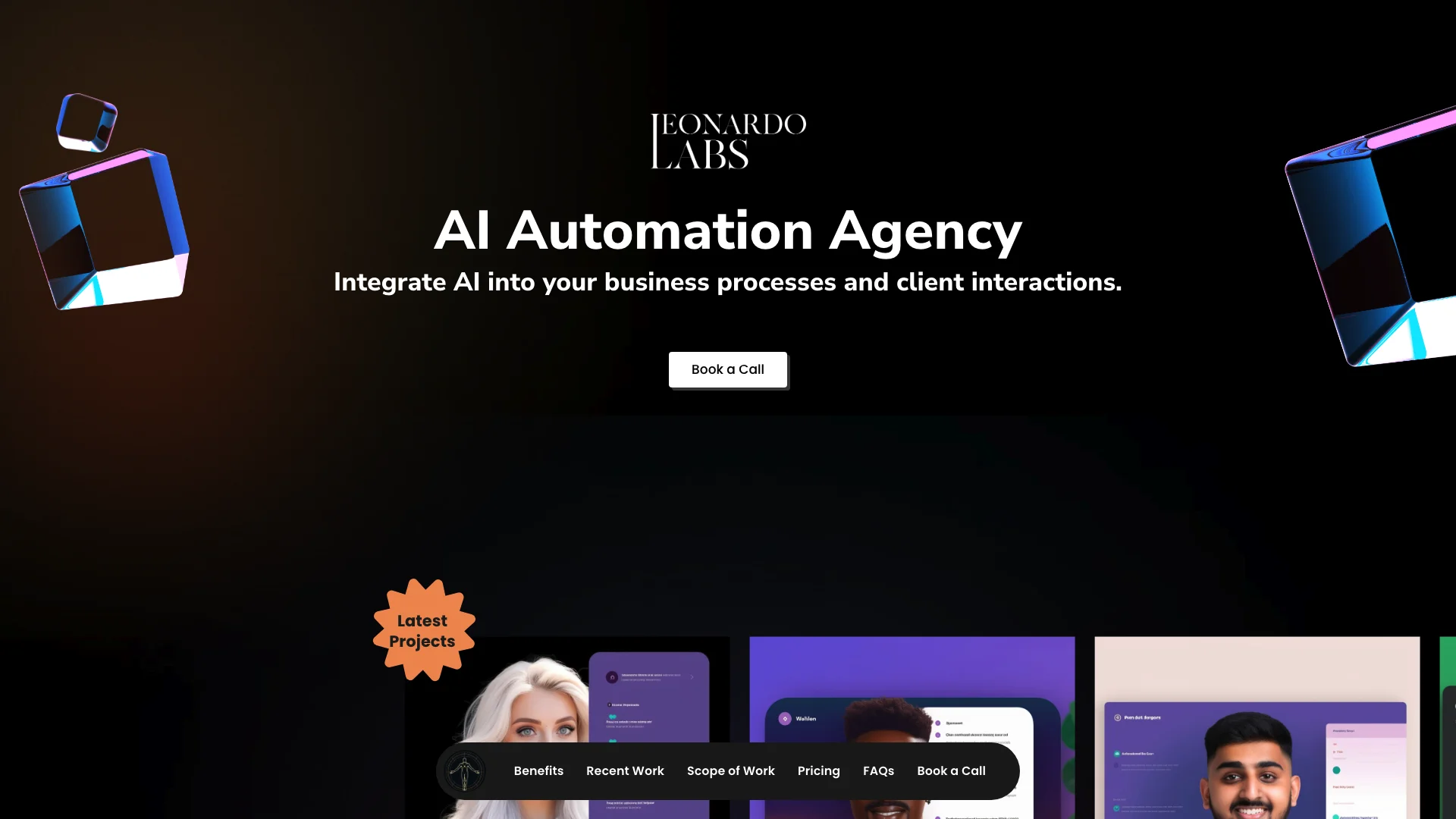 AI Automation Agency - Leonardo Labs 主页截图