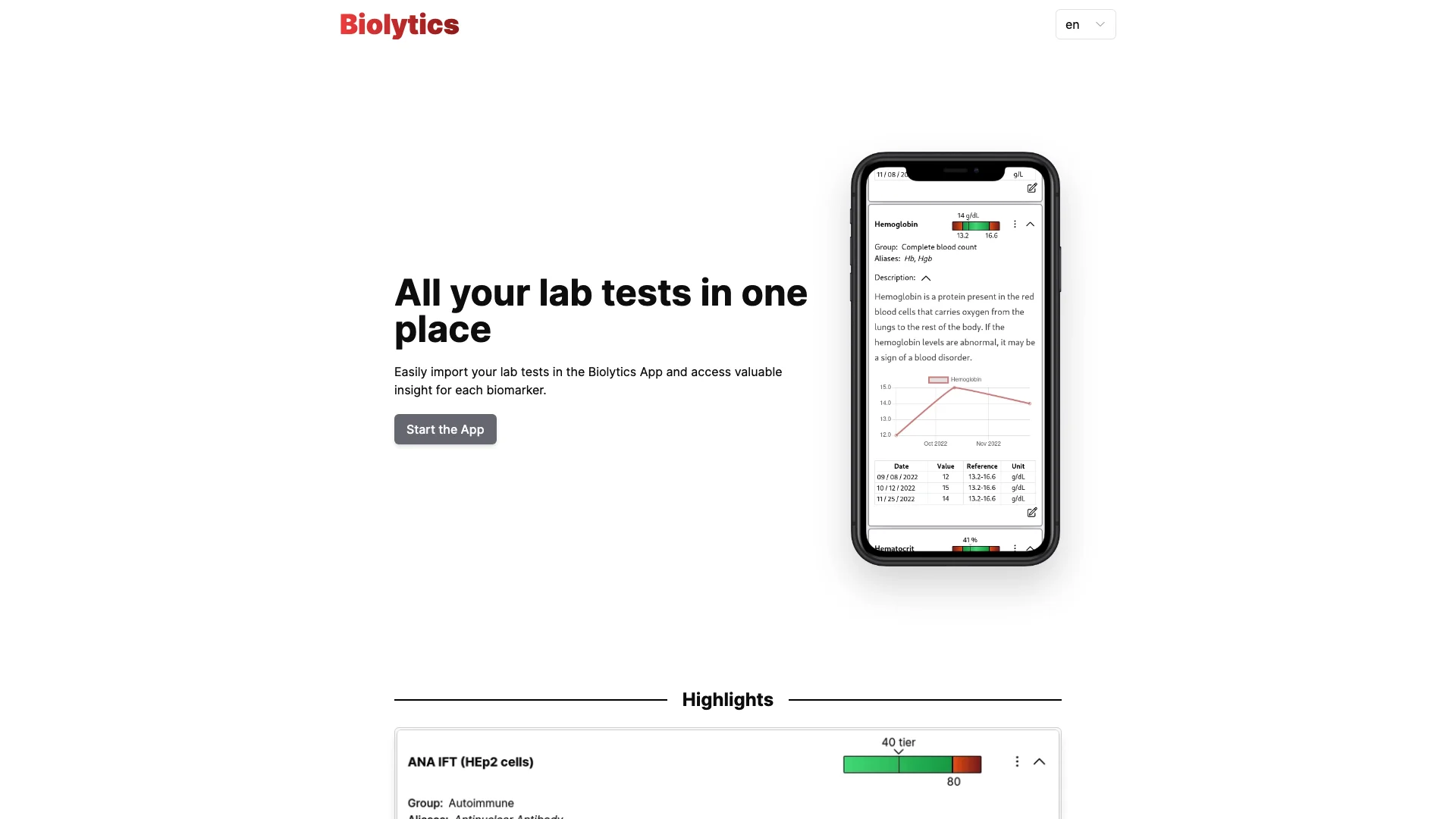 Biolytics主页截图