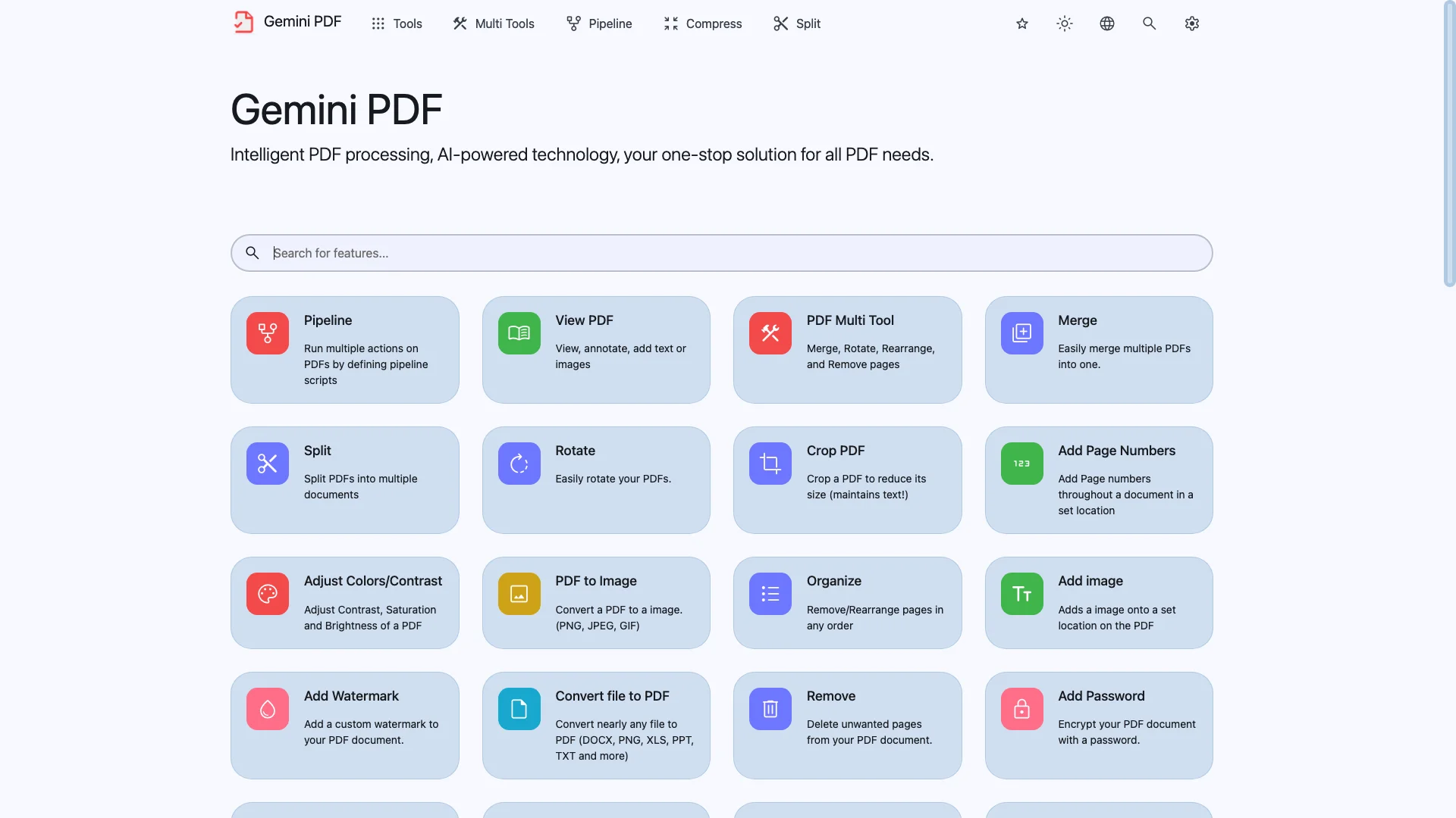 Gemini PDF 主页截图