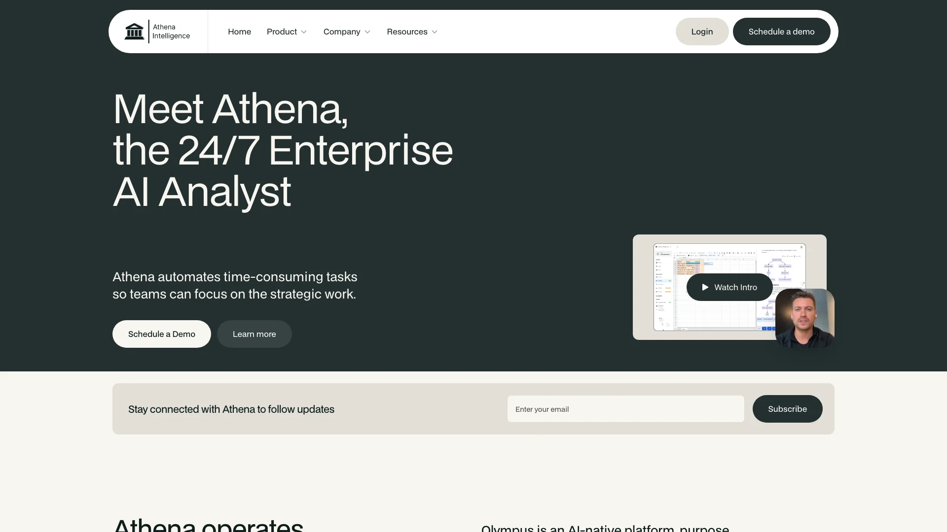 Athena Intelligence 项目主页截图