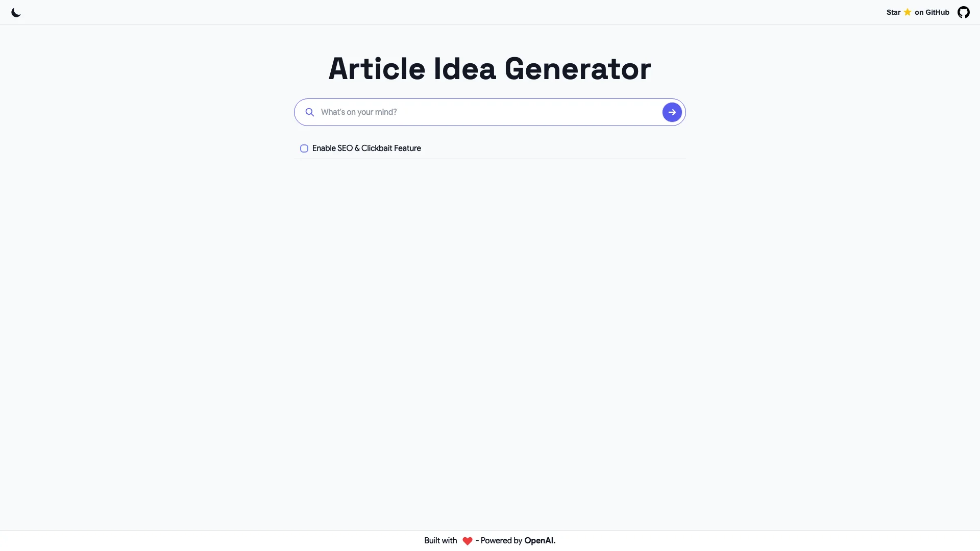 Article Idea Generator 主页截图