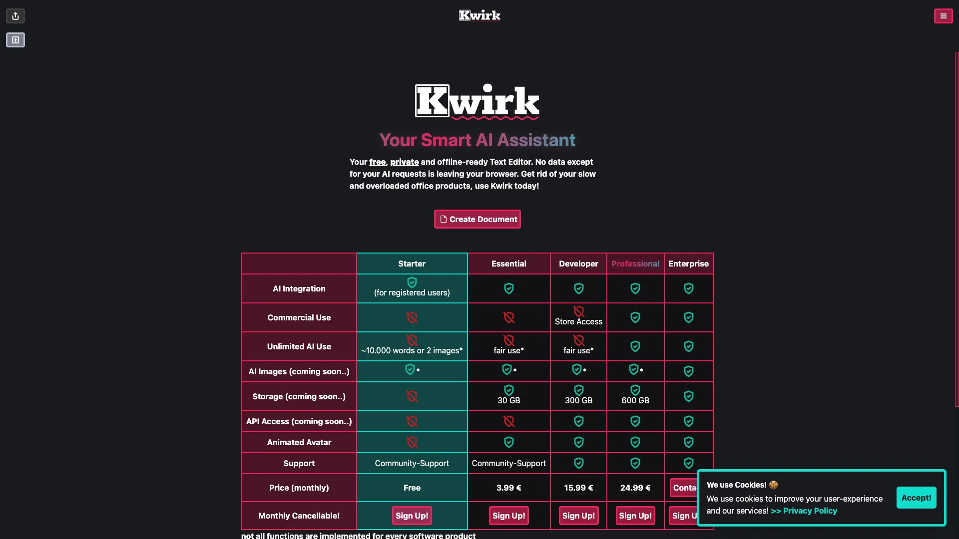 Kwirk.io 主页截图