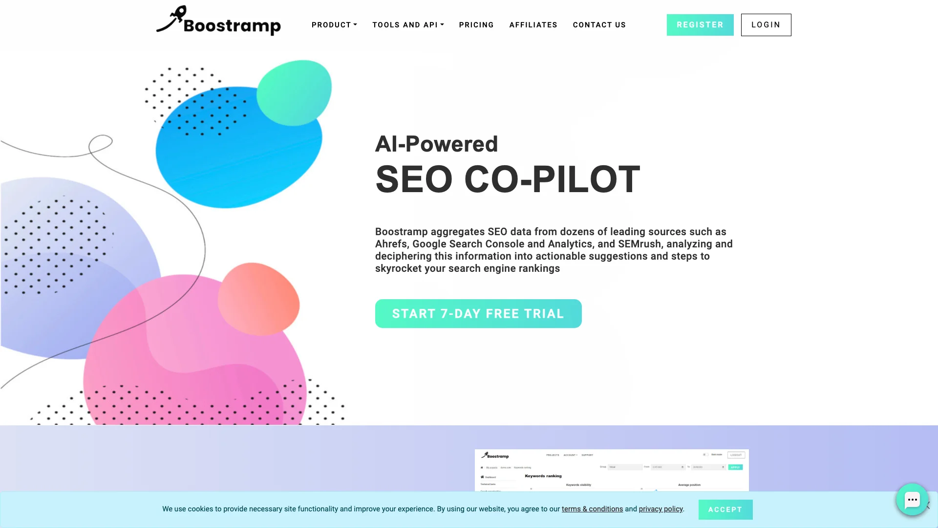 Boostramp - SEO co-pilot 主页截图