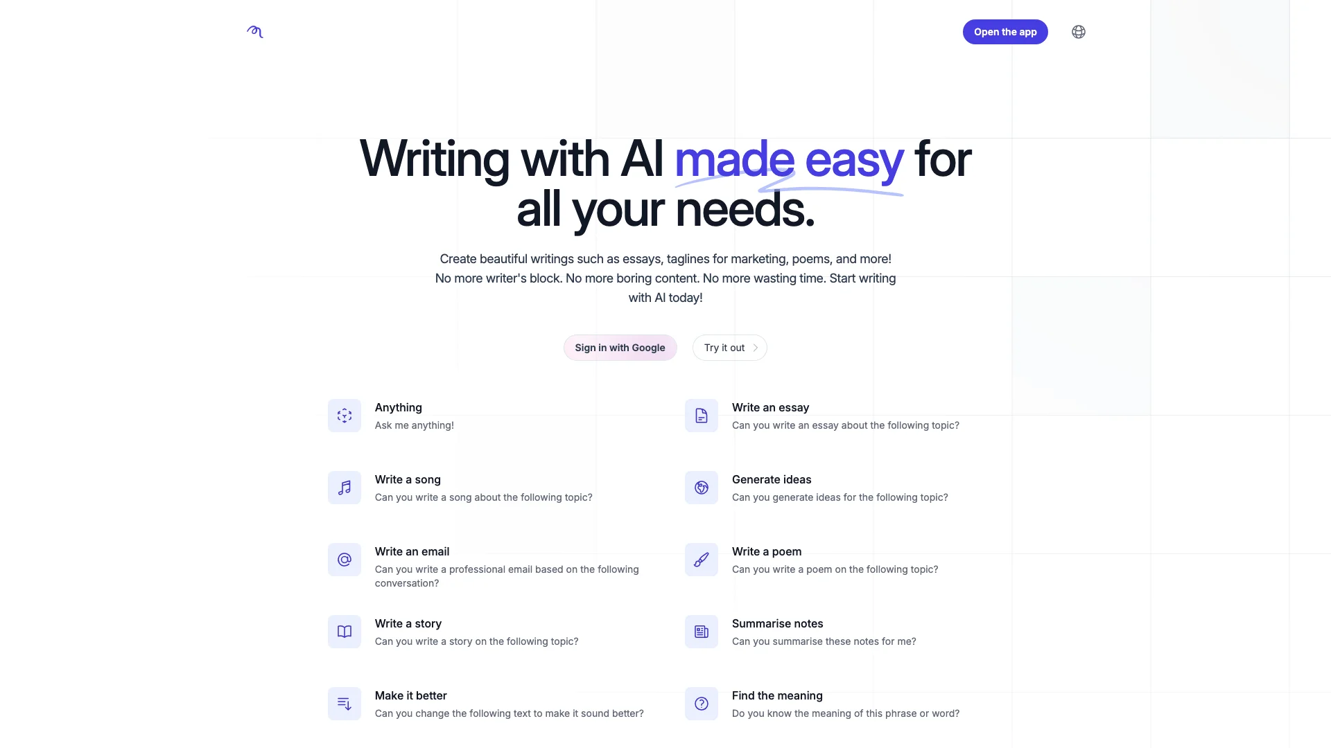 AI Writer - RubyGPT.ai 项目主页截图