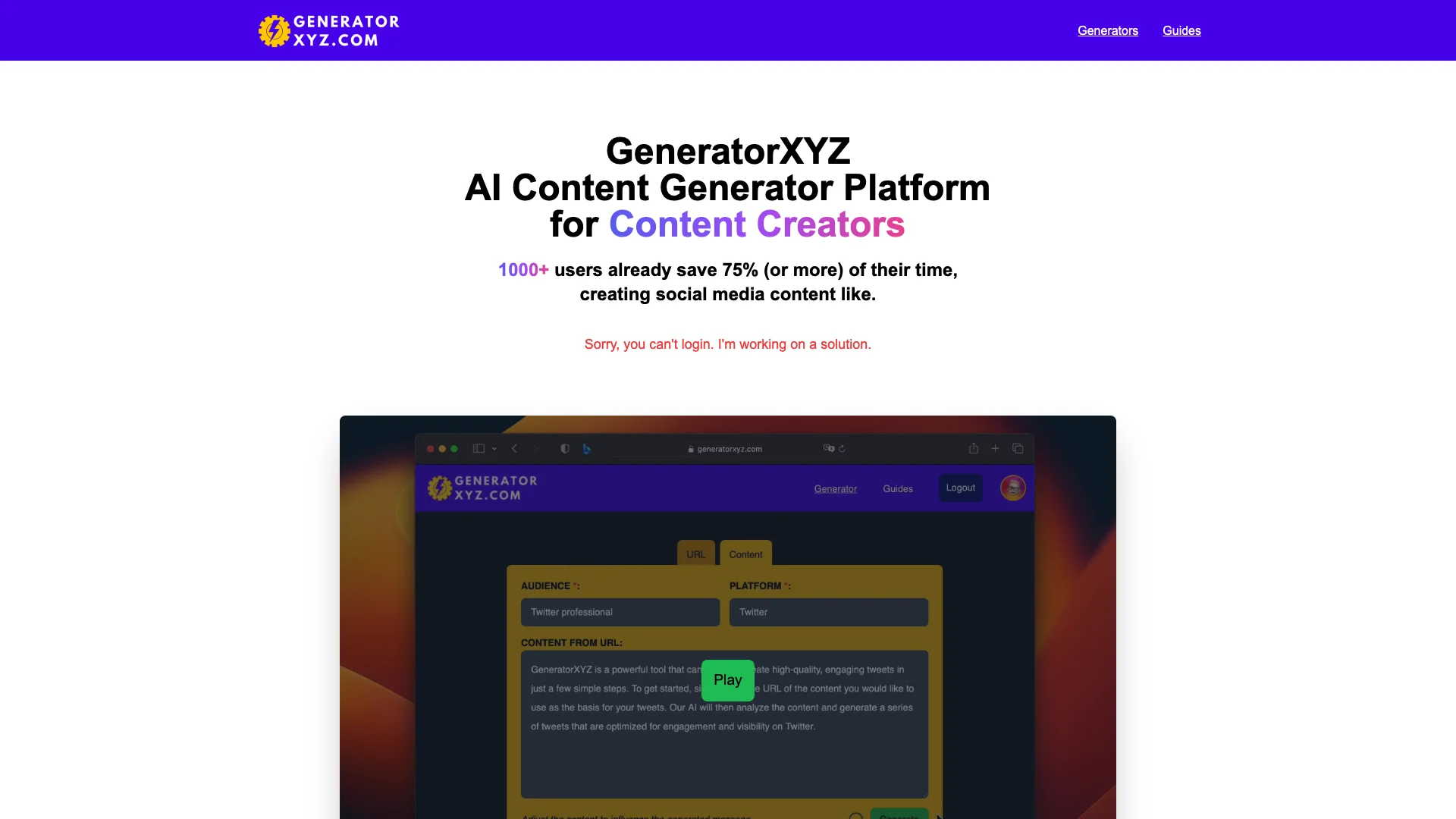 Generator XYZ 主页截图