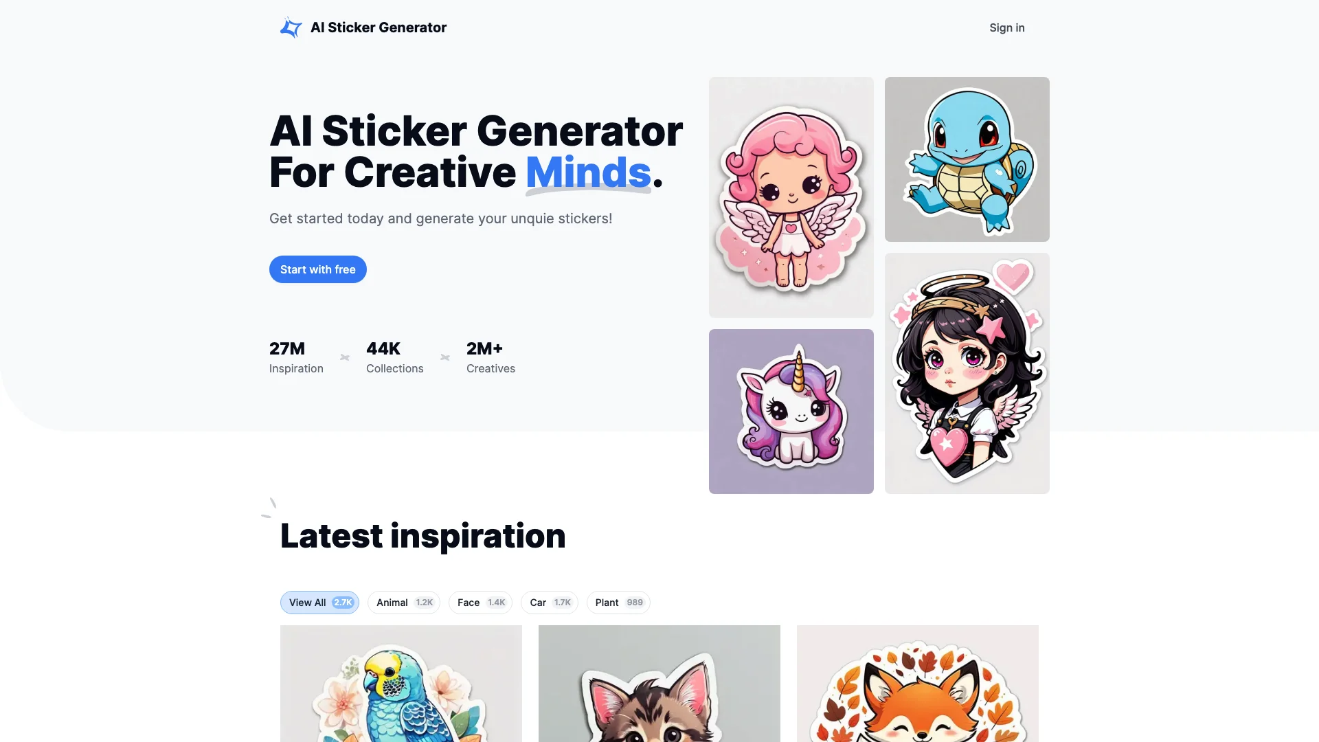 AI Sticker Generator 主页截图