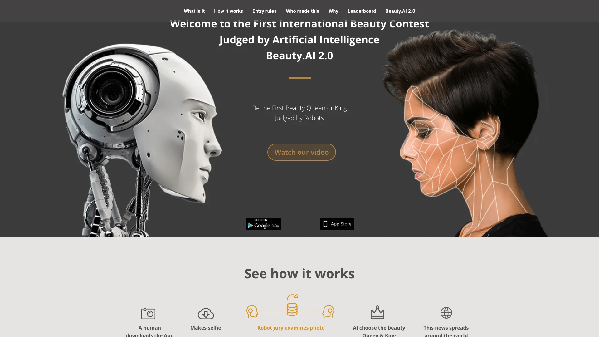 Beauty.AI 1.0 主页截图