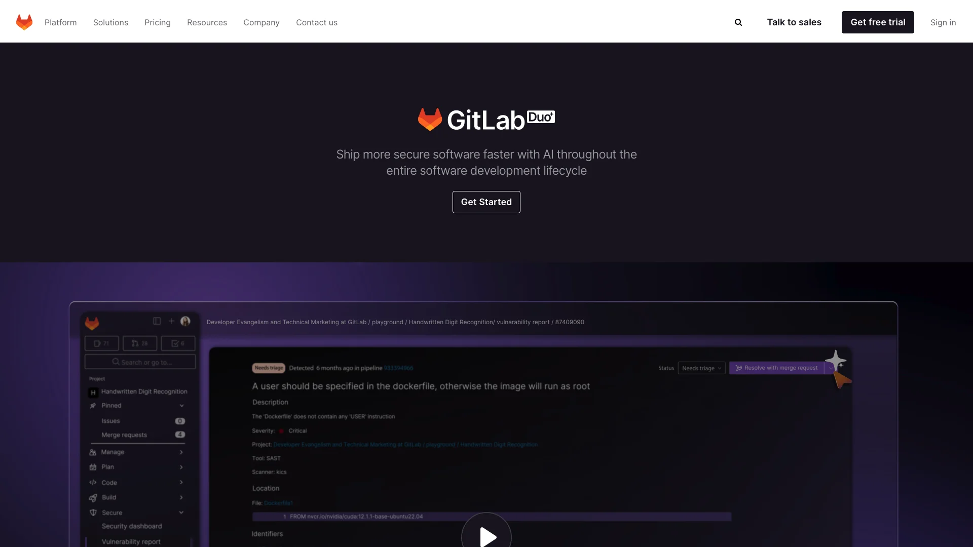 GitLab Duo主页截图