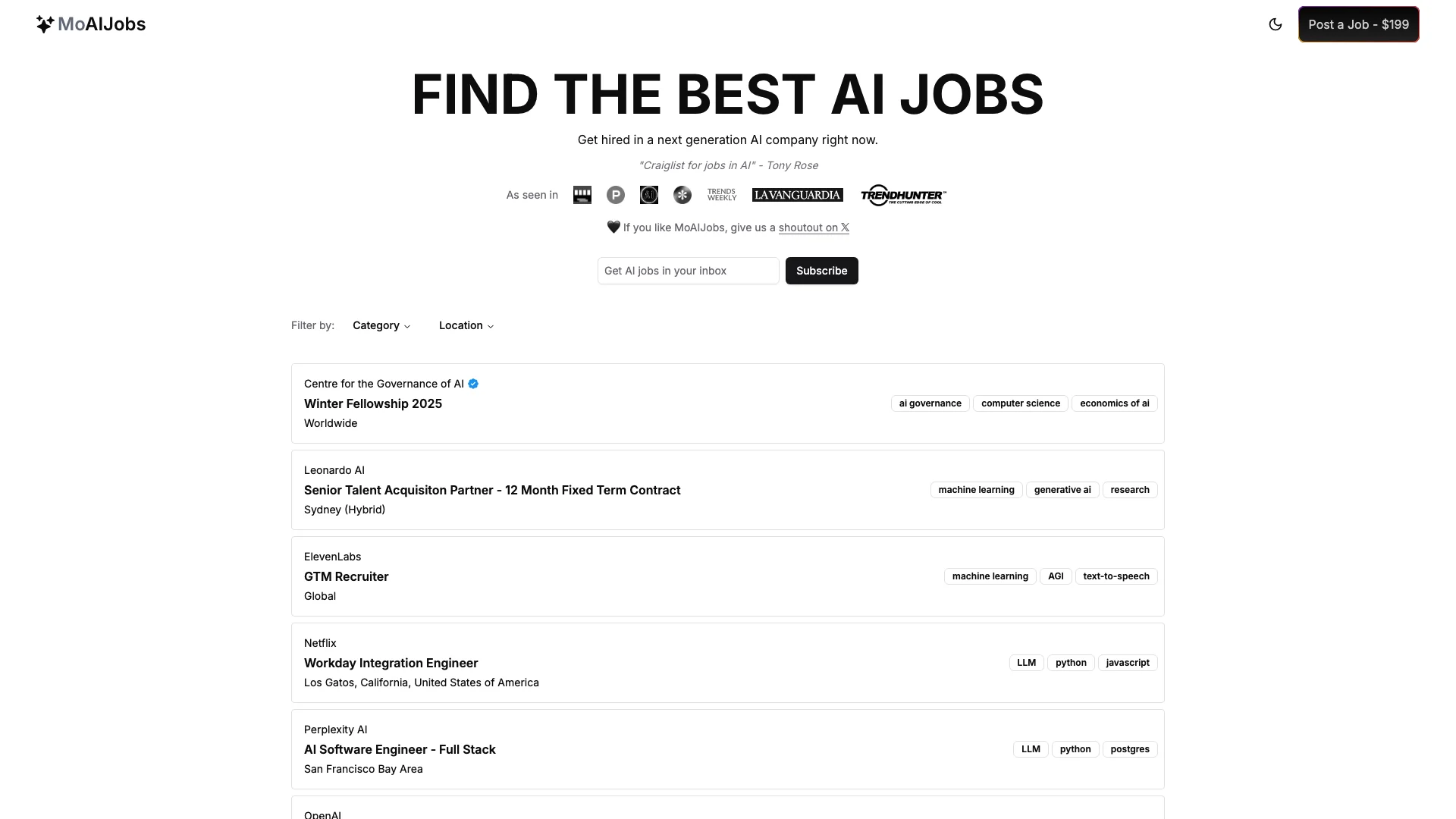 AI Jobs 主页截图