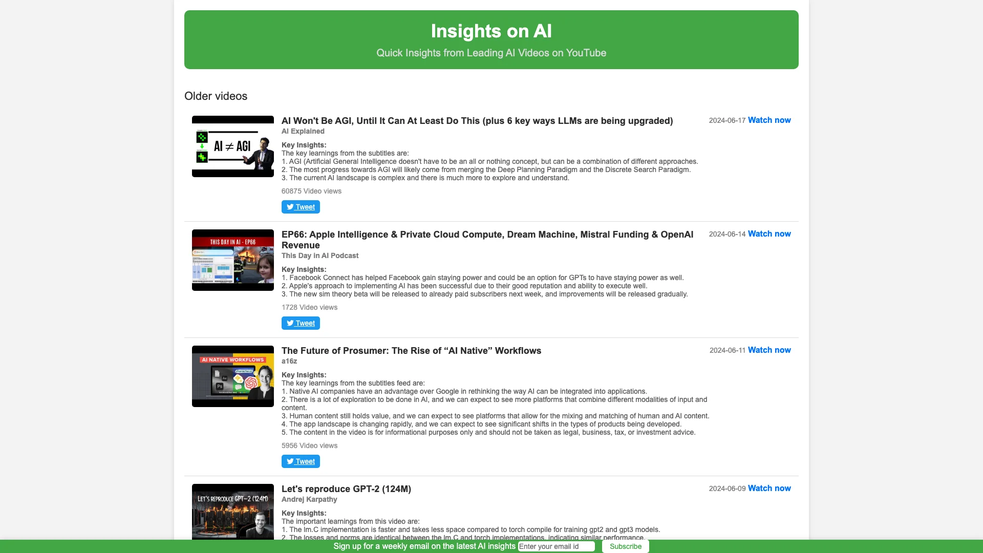 AI Insights 主页截图