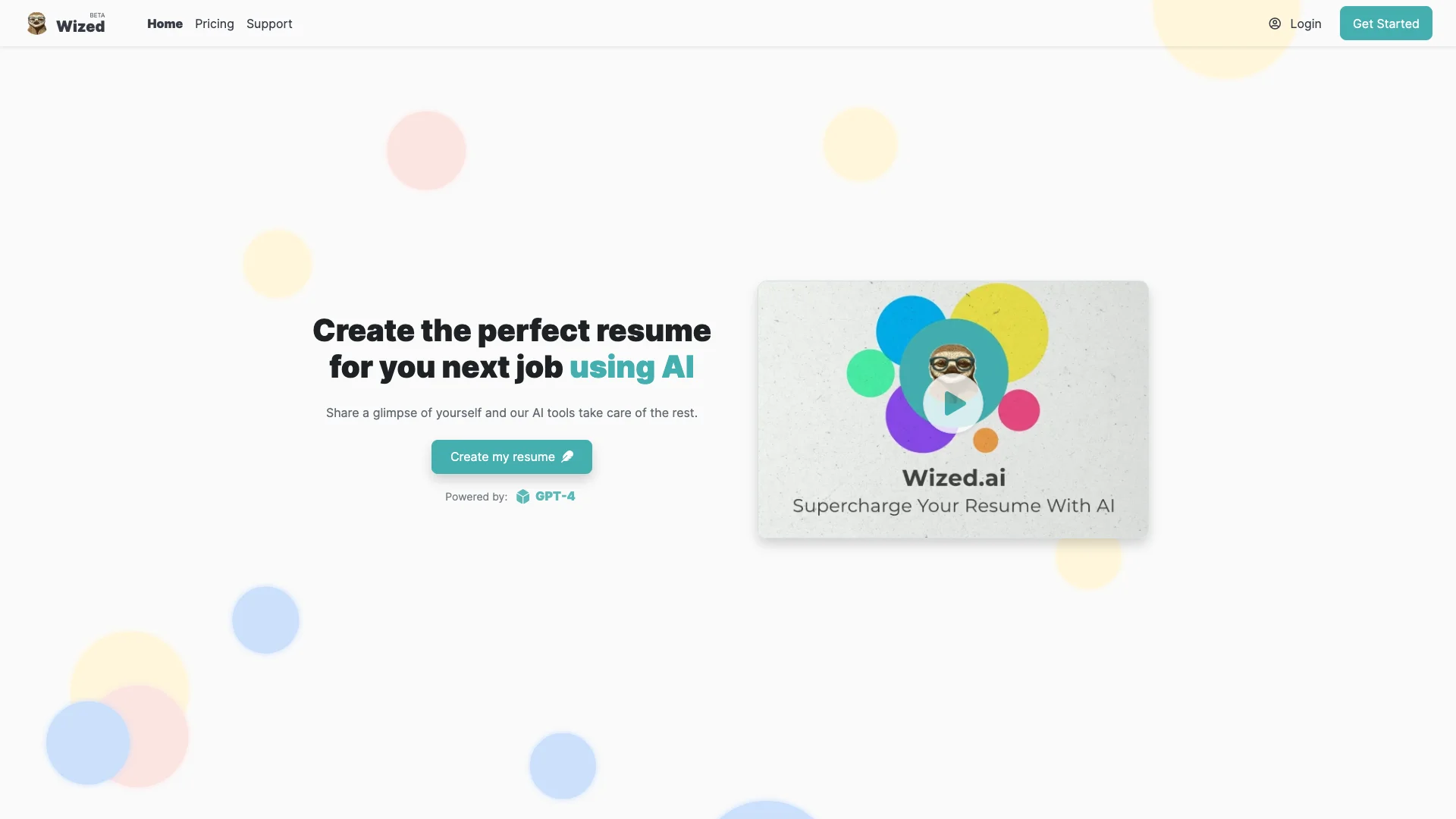 Wized.AI 主页截图