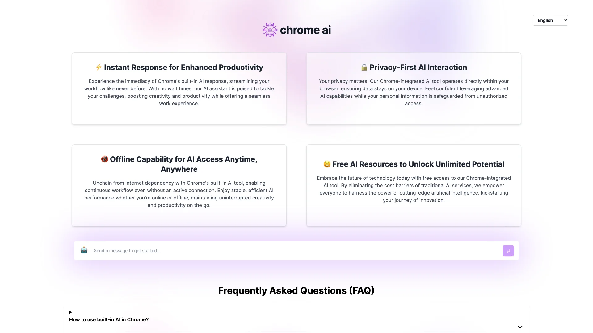 Chrome Built-in AI Tool 主页截图