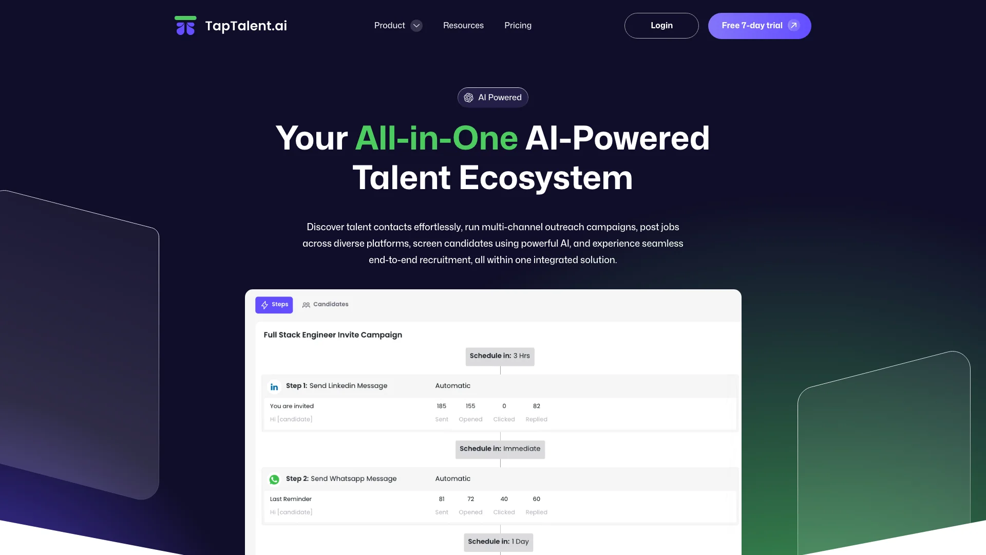 TapTalent.ai 主页截图