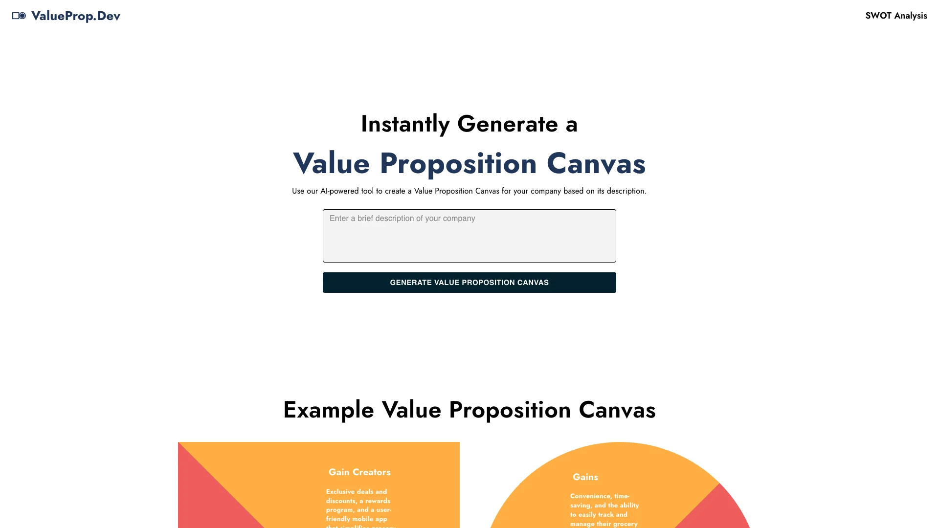 AI Value Proposition Canvas Generator