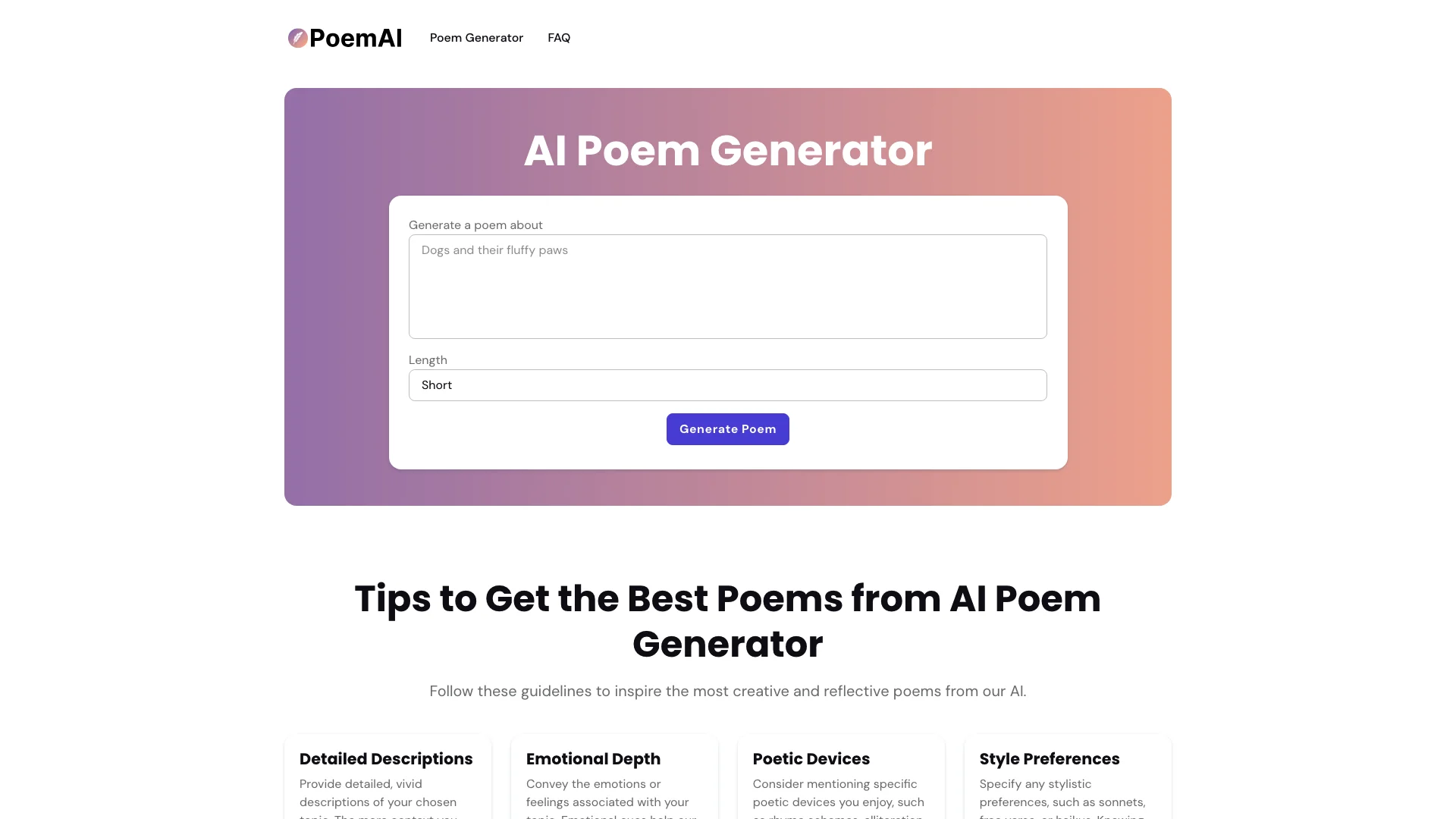 AI Poem Generator 主页