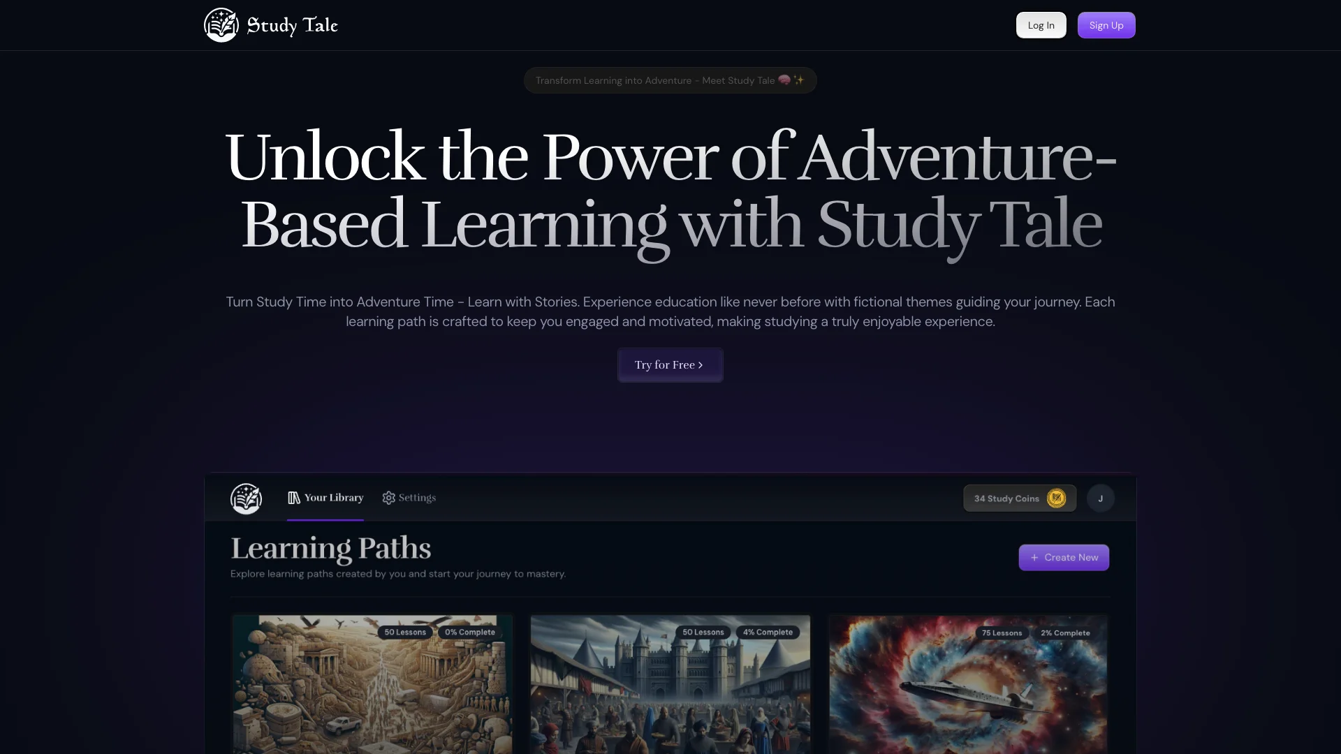 Study Tale 主页截图