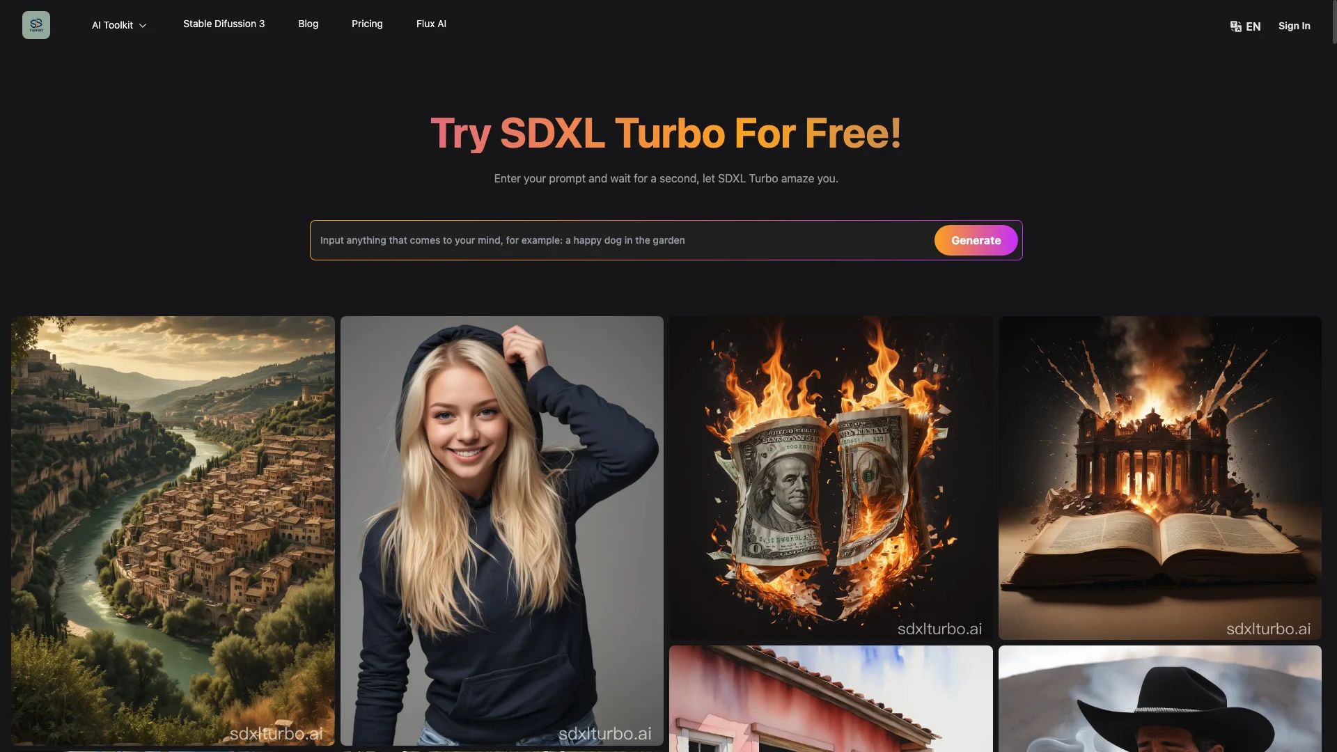 SDXL Turbo & Stable Diffusion 3 Generator