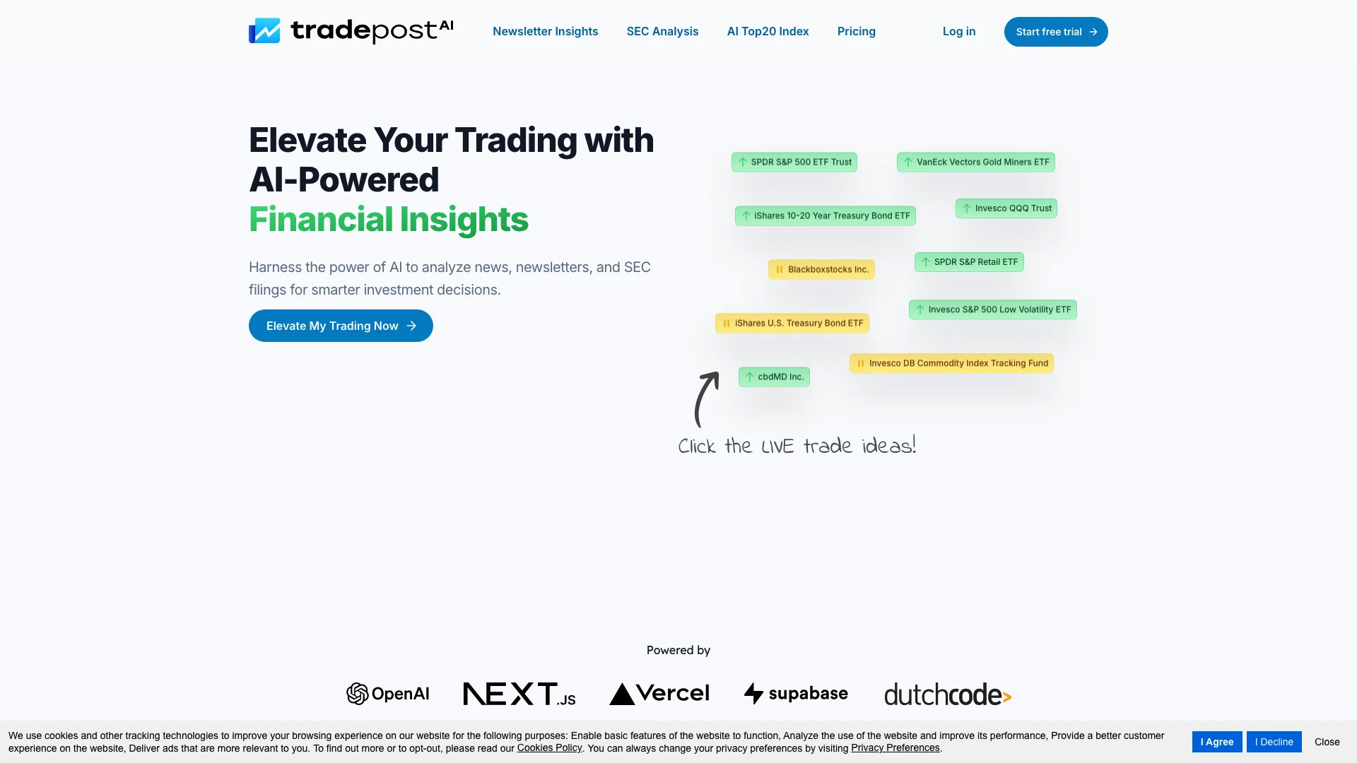 Tradepost.ai 主页截图