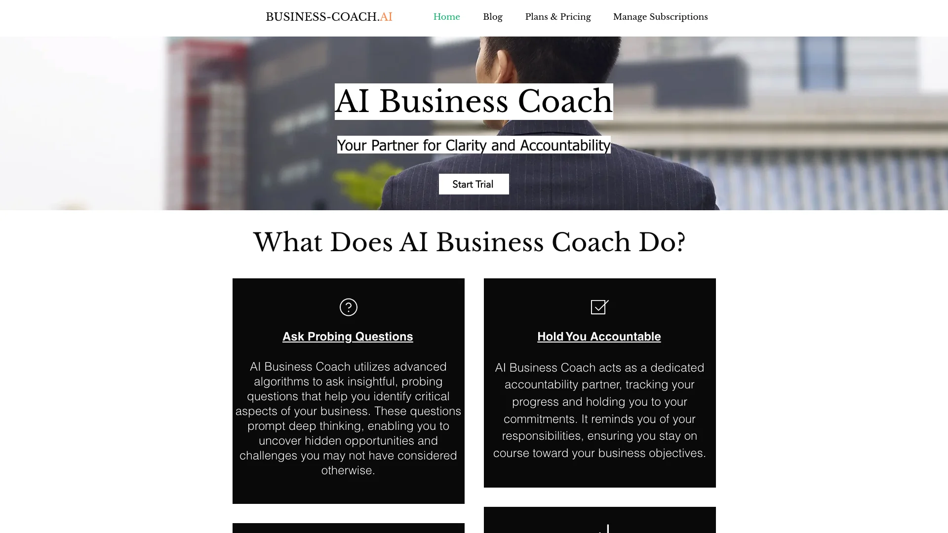 AI Business Coach 主页截图