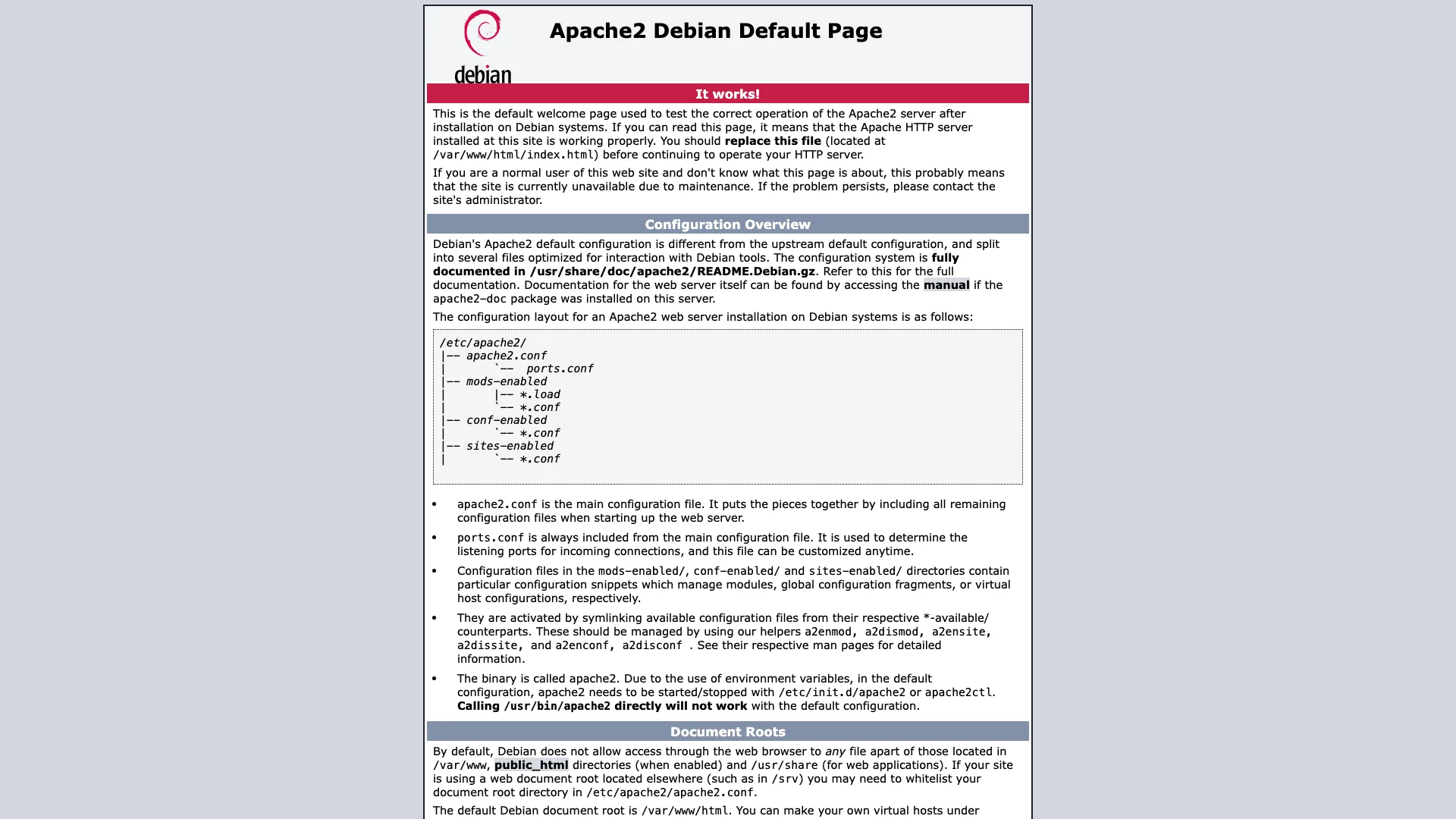 Apache2 Debian Default Page