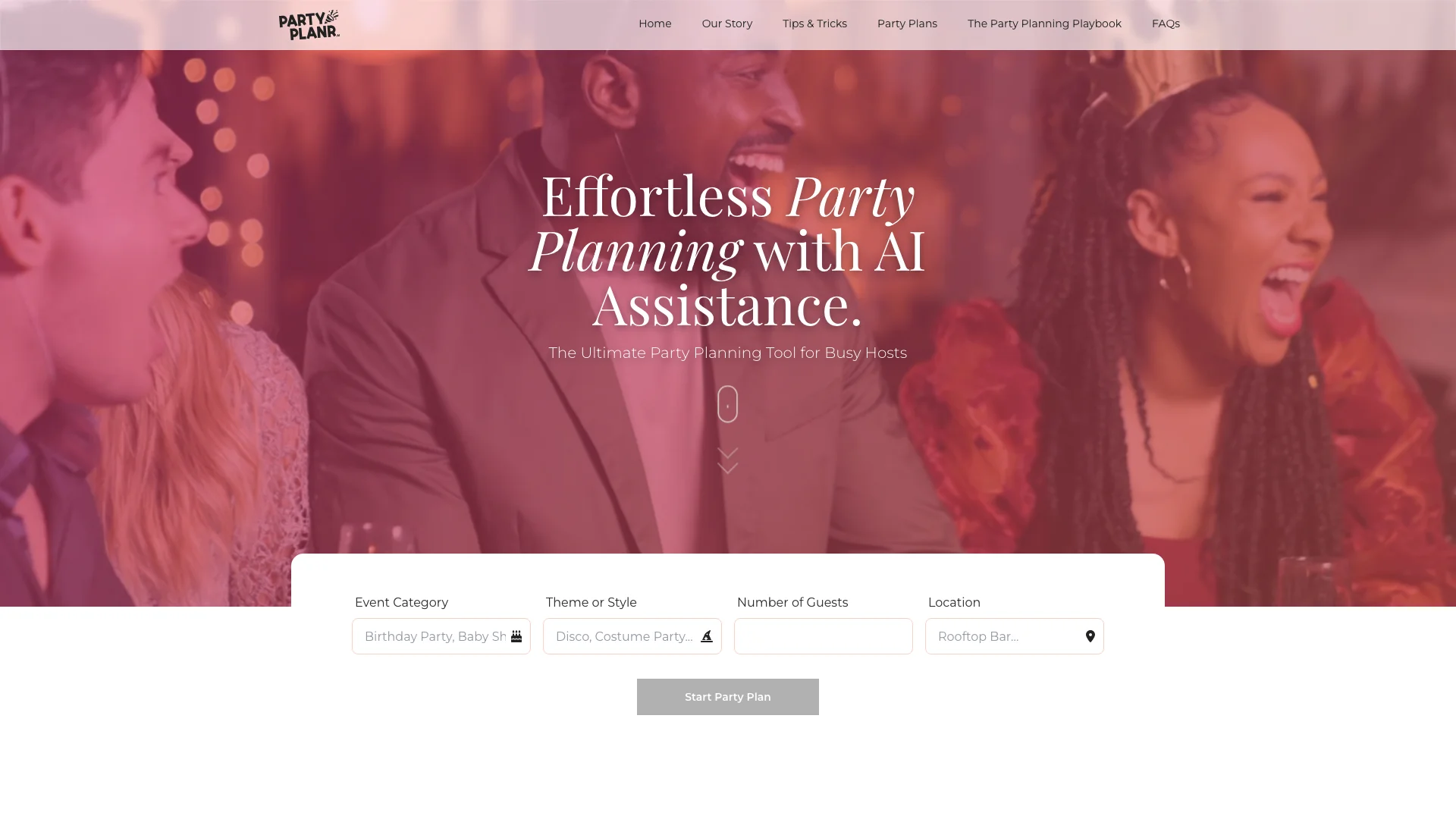 PartyPlanner.ai主页截图