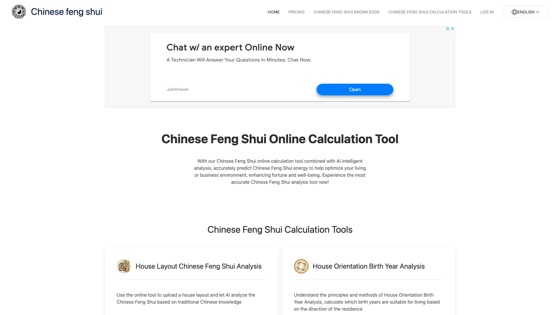 Chinese Feng Shui Online Calculation Tool