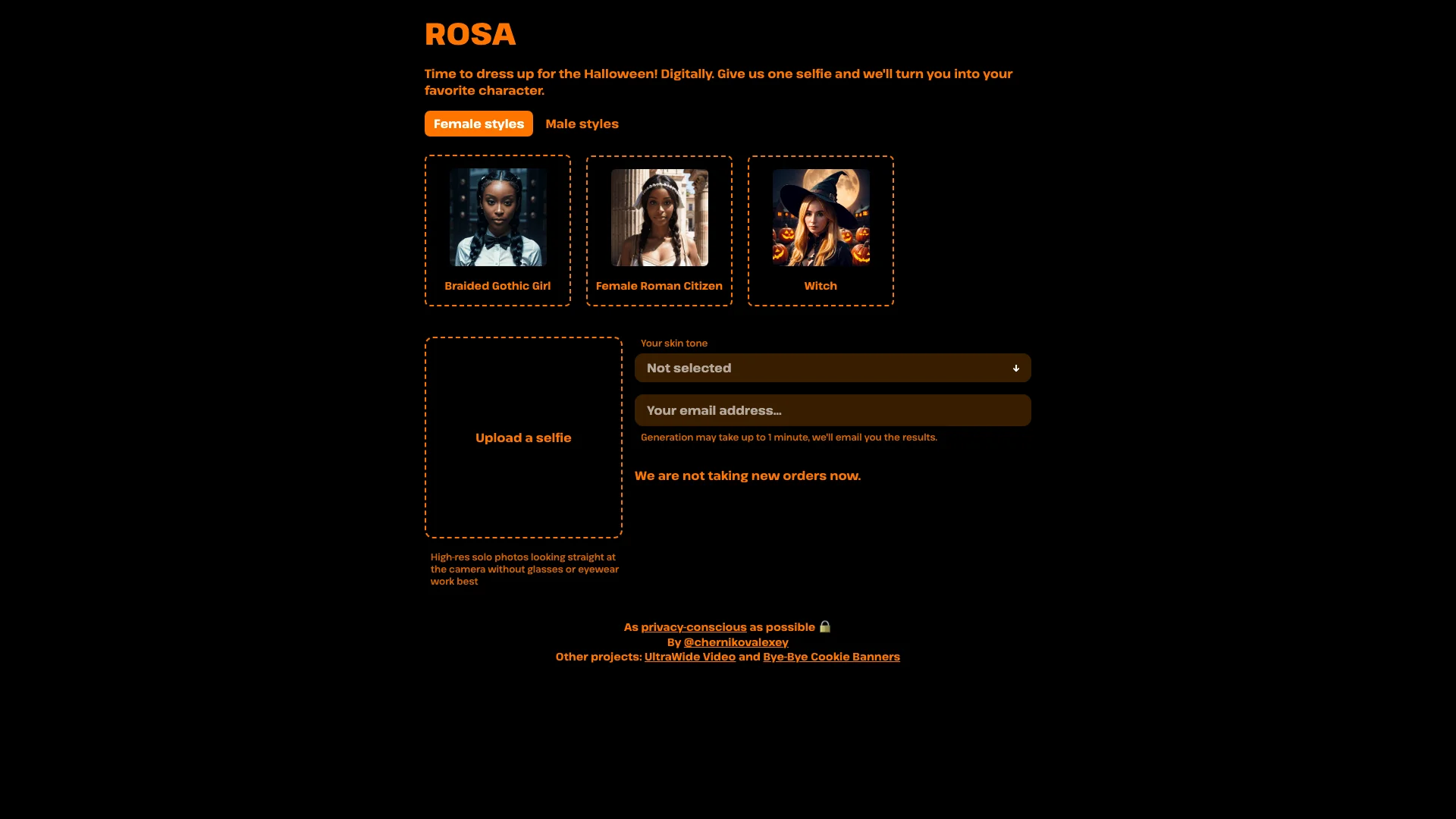 ROSA AI Halloween profile pic generator