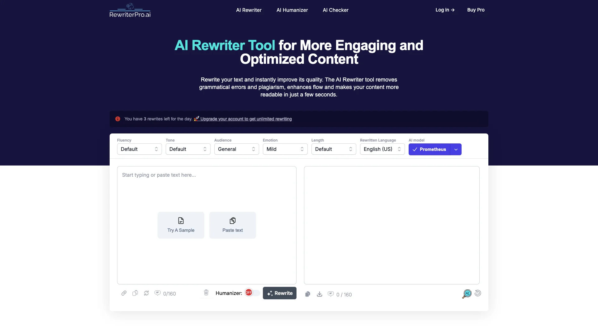AI Rewriter 主页截图