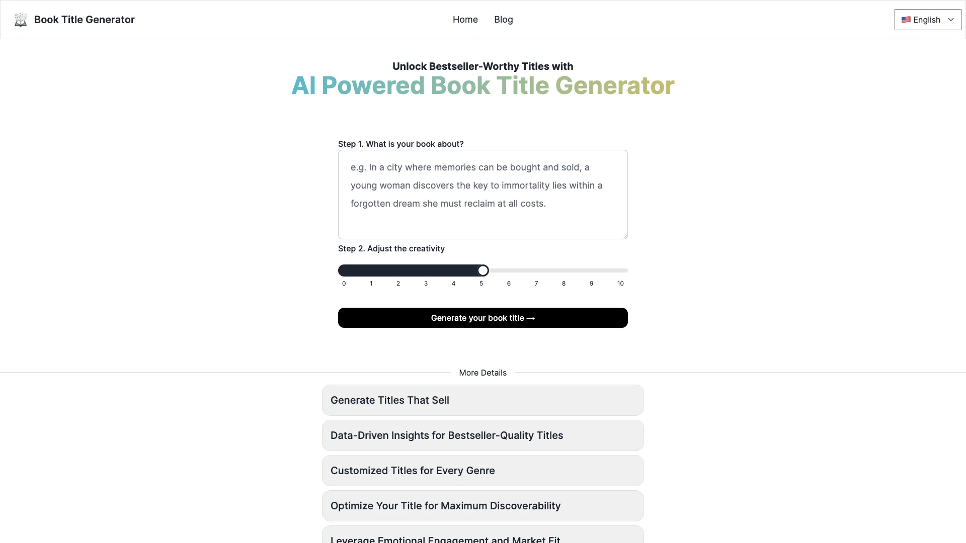 AI Book Title Generator 主页