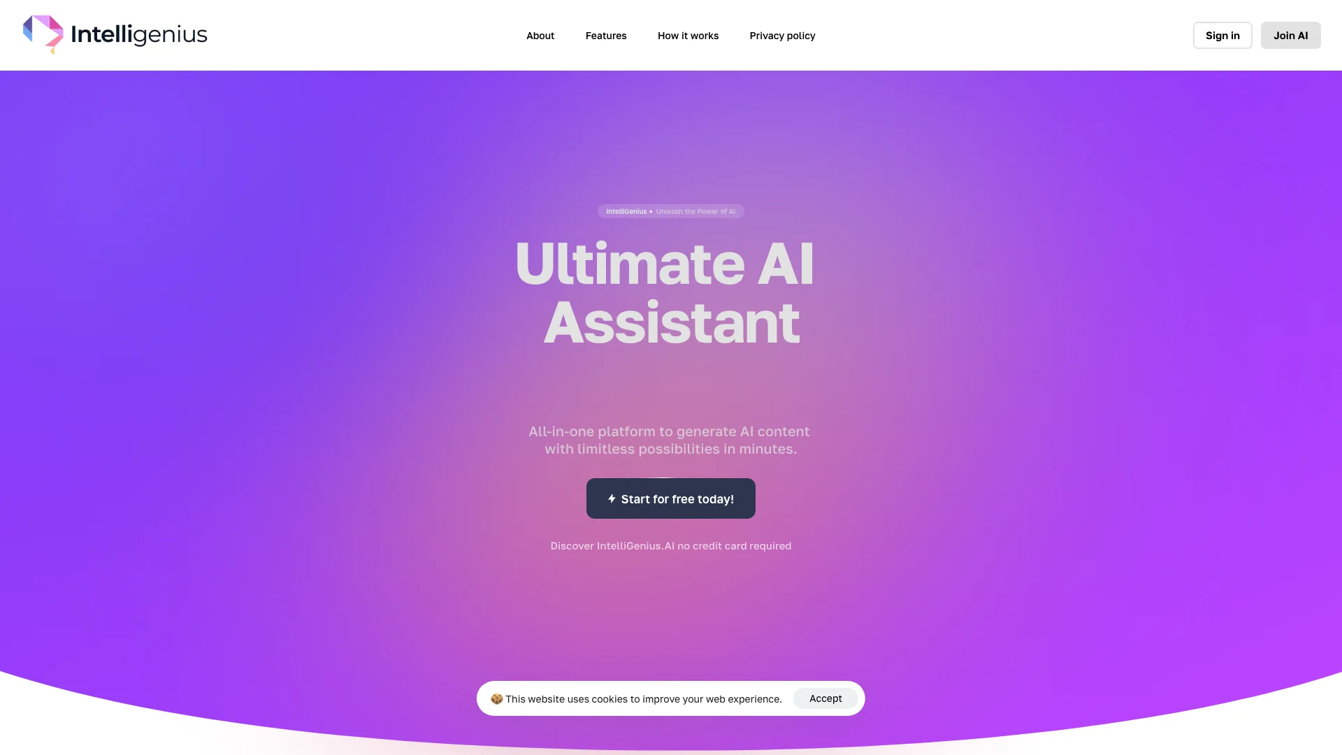 IntelliGeniusAI 主页截图