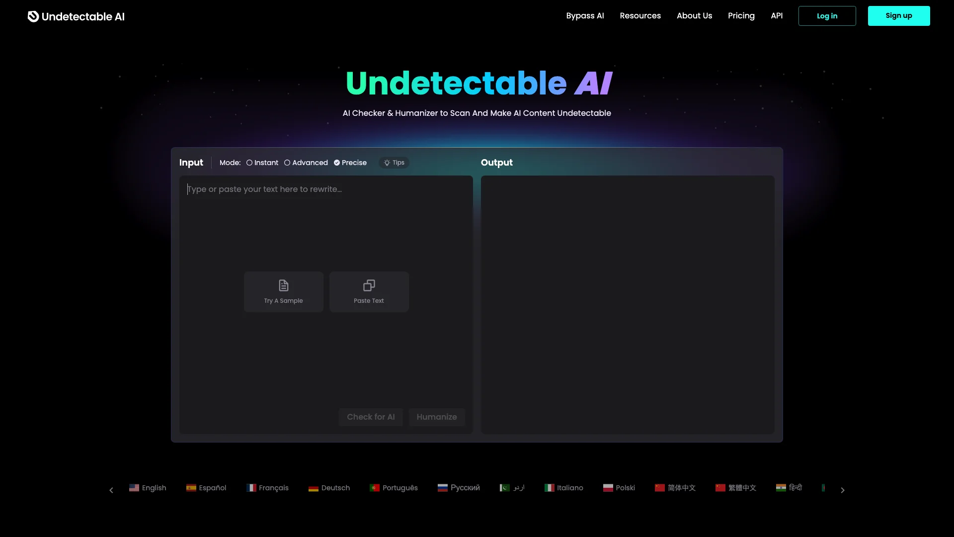 Undetectable AI 主页截图