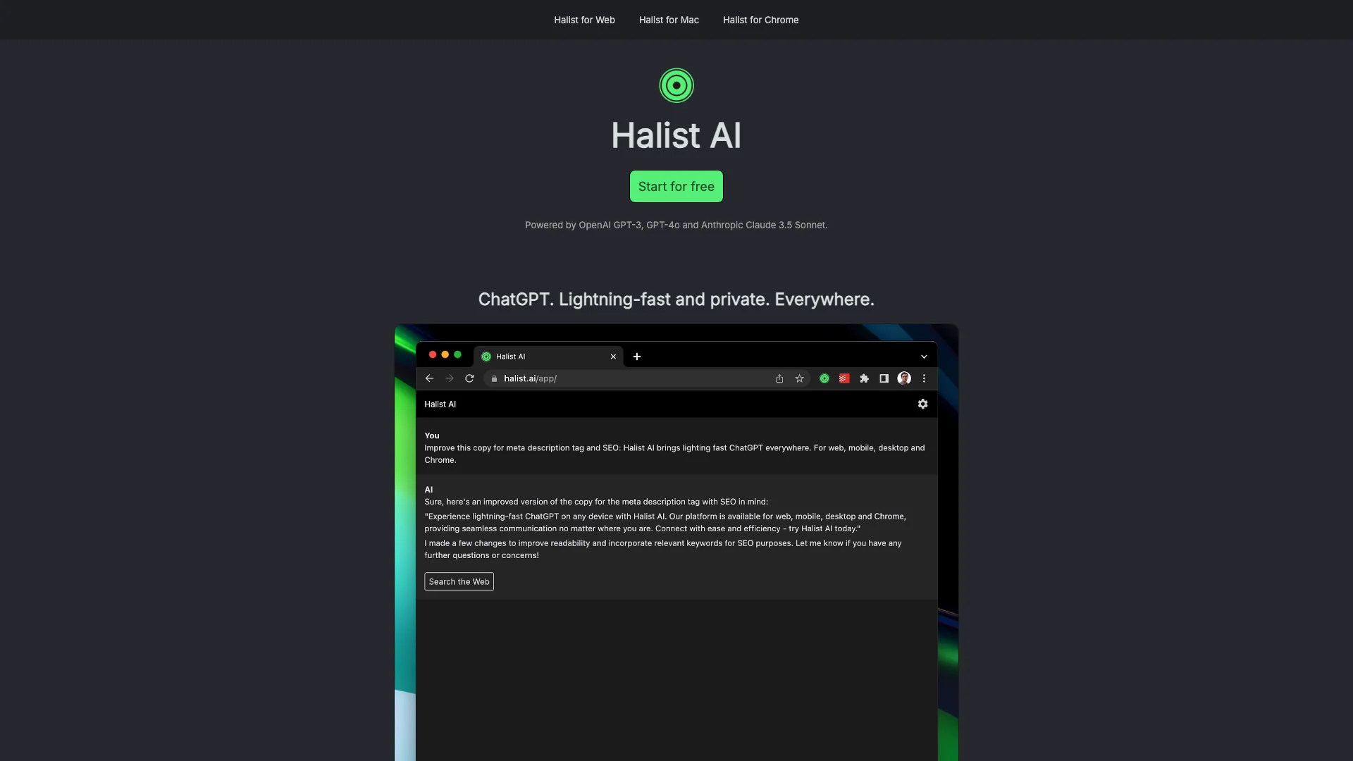 Halist AI 项目主页截图